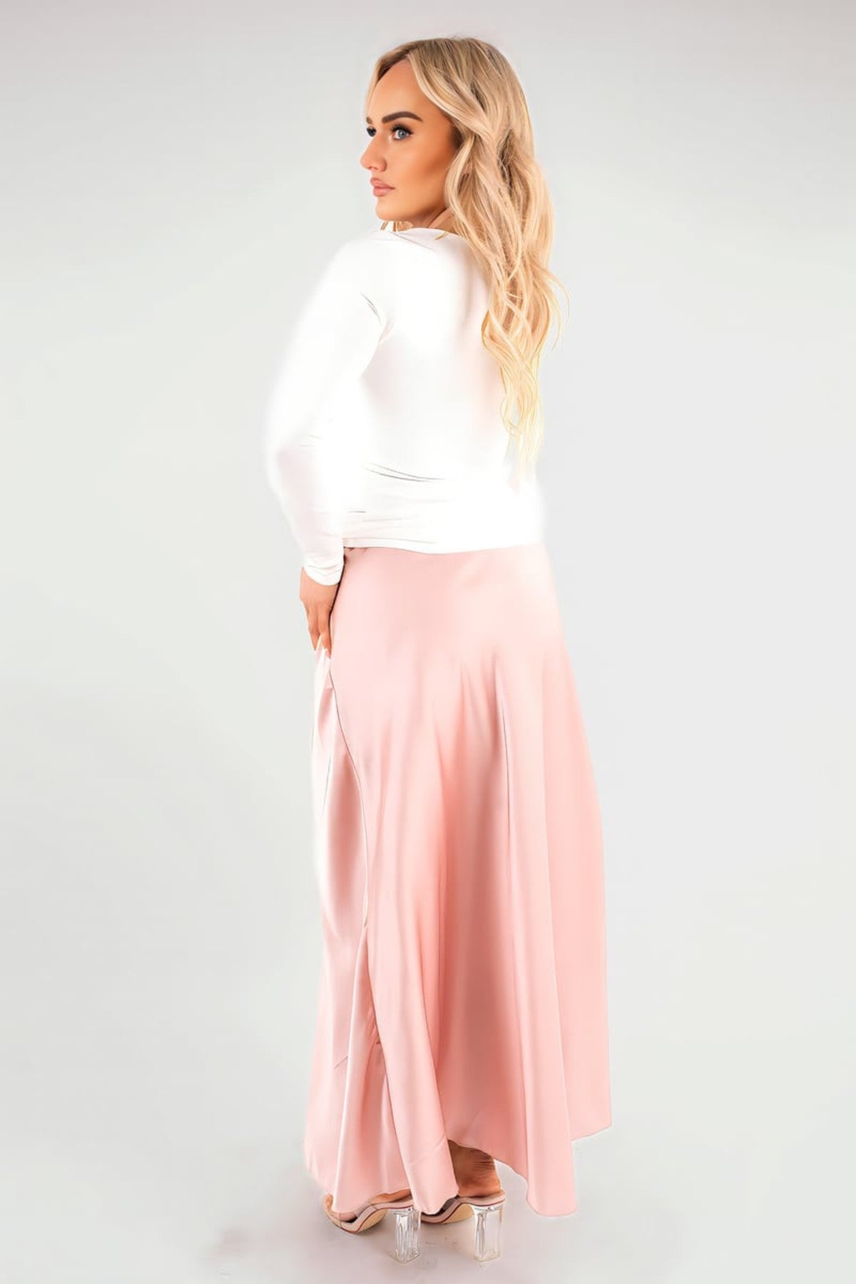 Estella Lightweight High Waisted Maxi Skirt - Baby Pnk