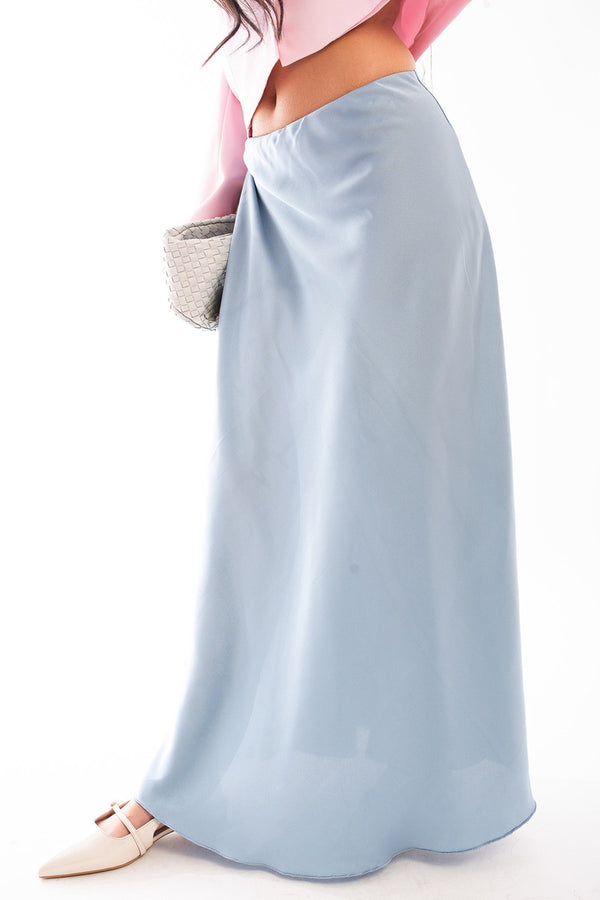 Estella Lightweight High Waisted Maxi Skirt - Blue