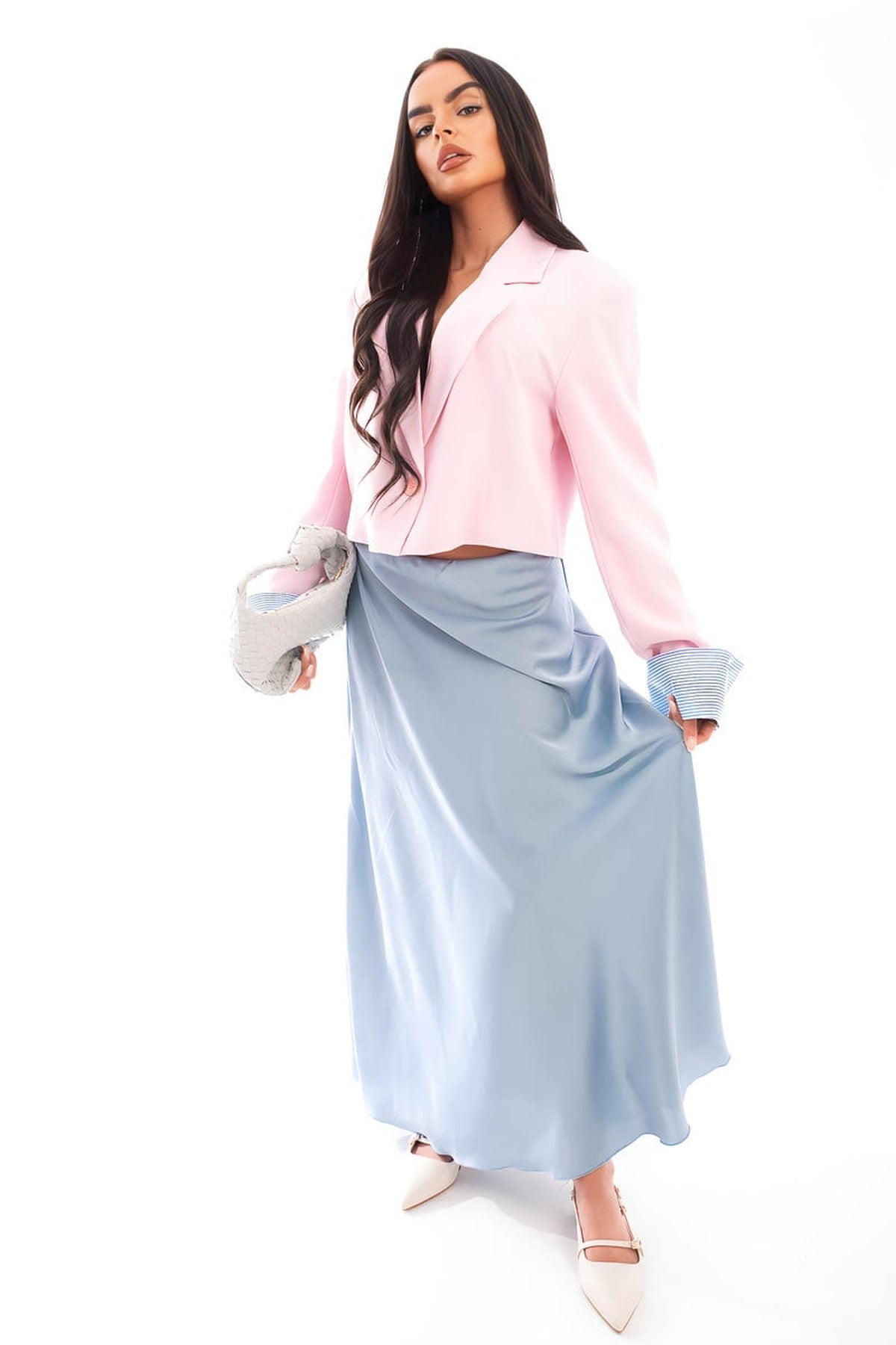 Estella Lightweight High Waisted Maxi Skirt - Blue