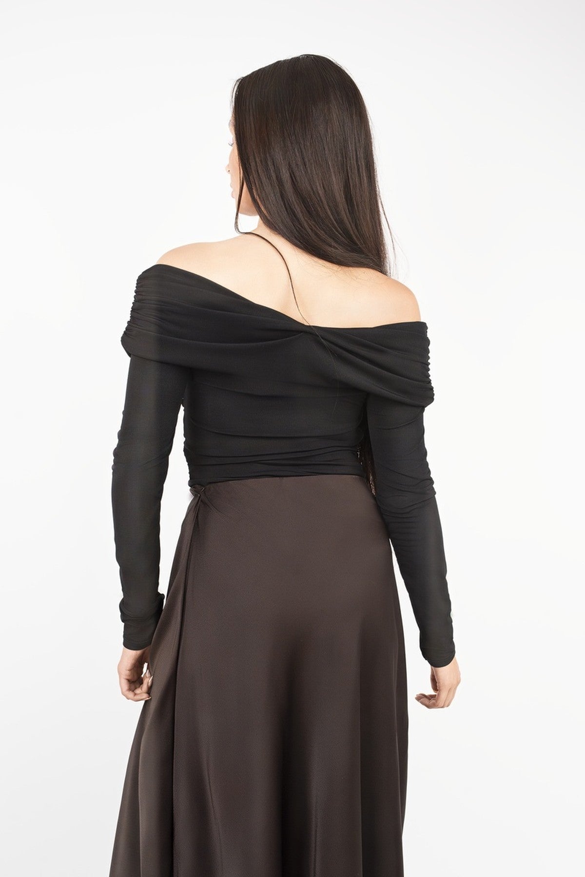 Estella Lightweight High Waisted Maxi Skirt - Choc Brown