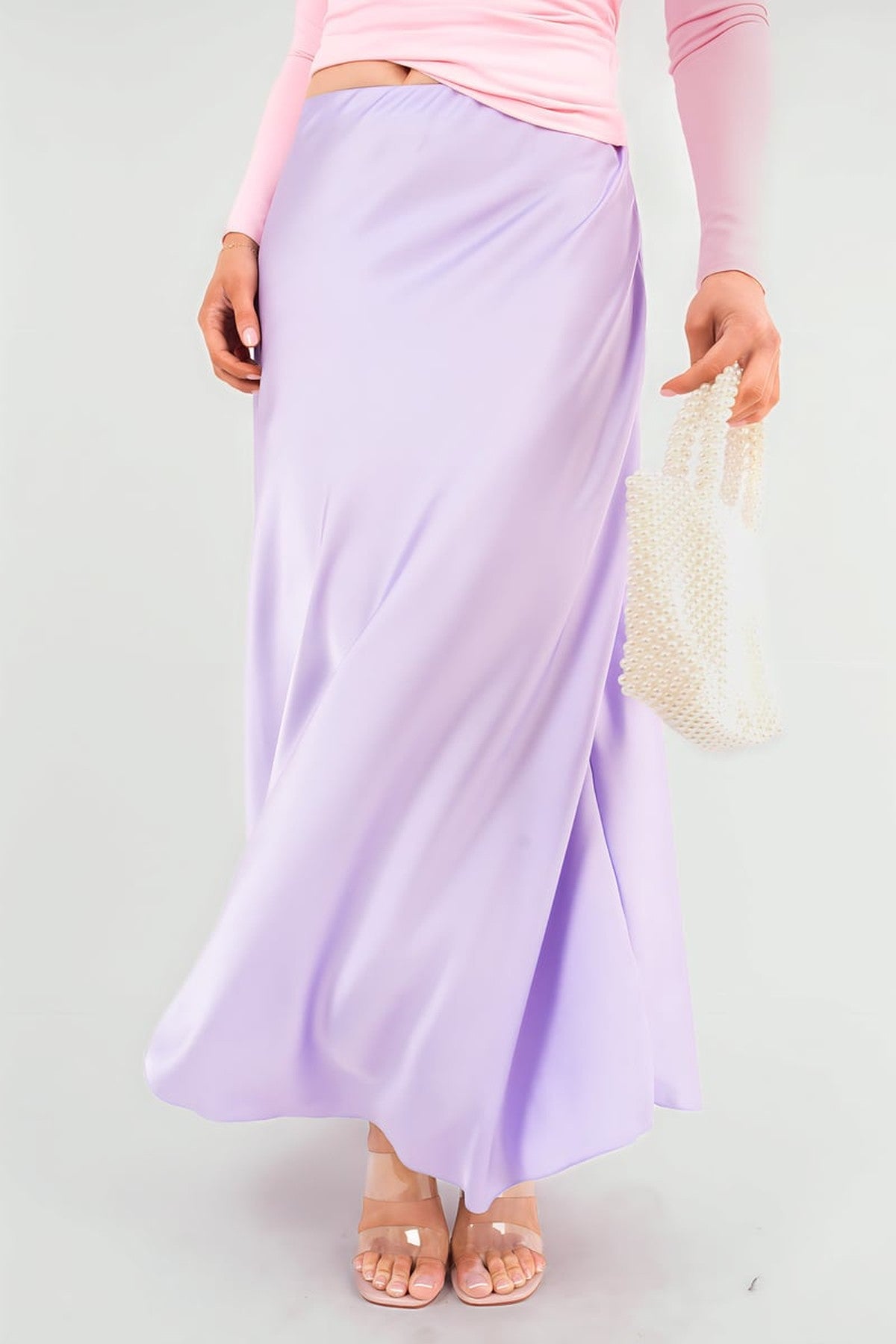 Estella Lightweight High Waisted Maxi Skirt - Lilac