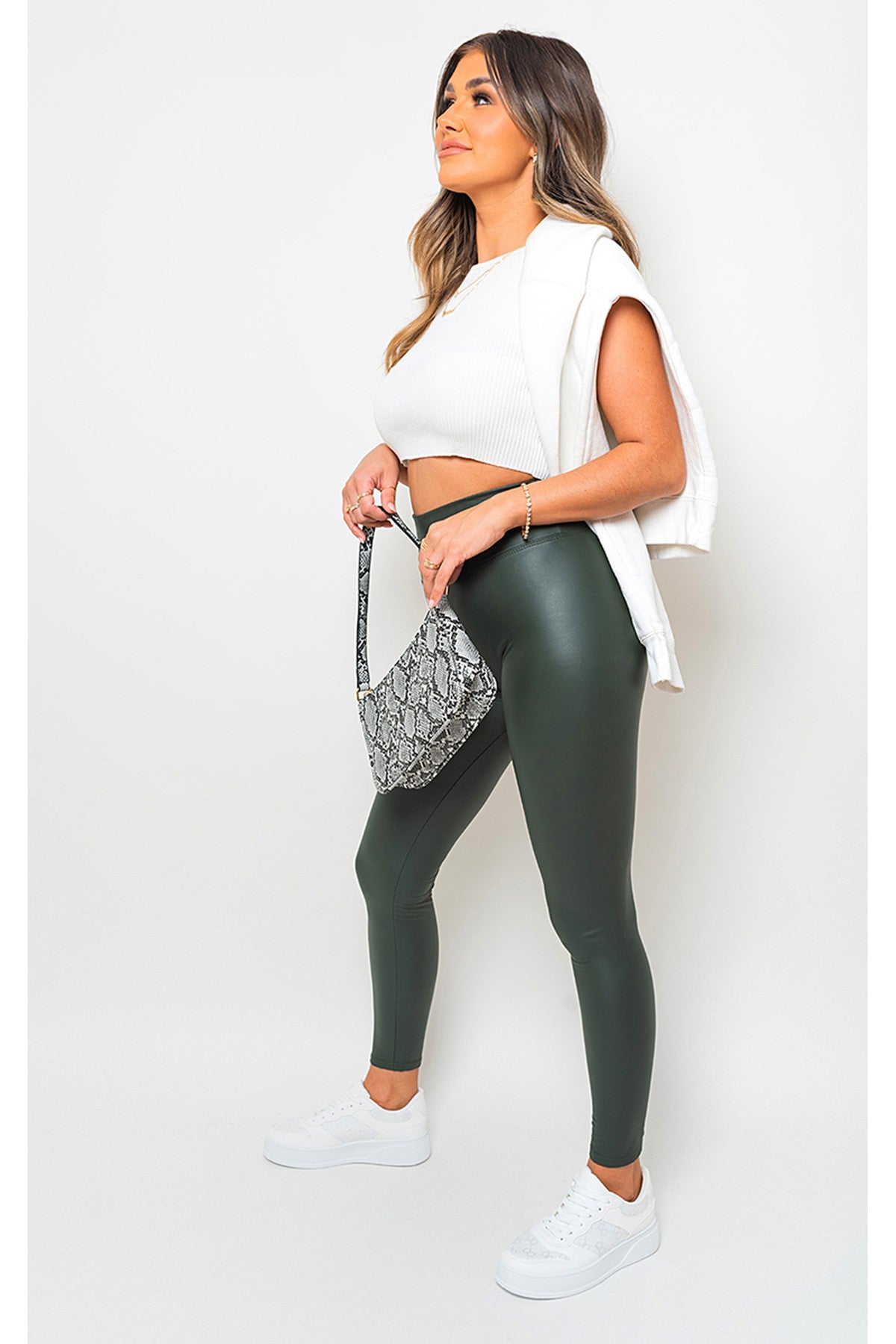 Eunice Faux Leather Leggings - Dark Green