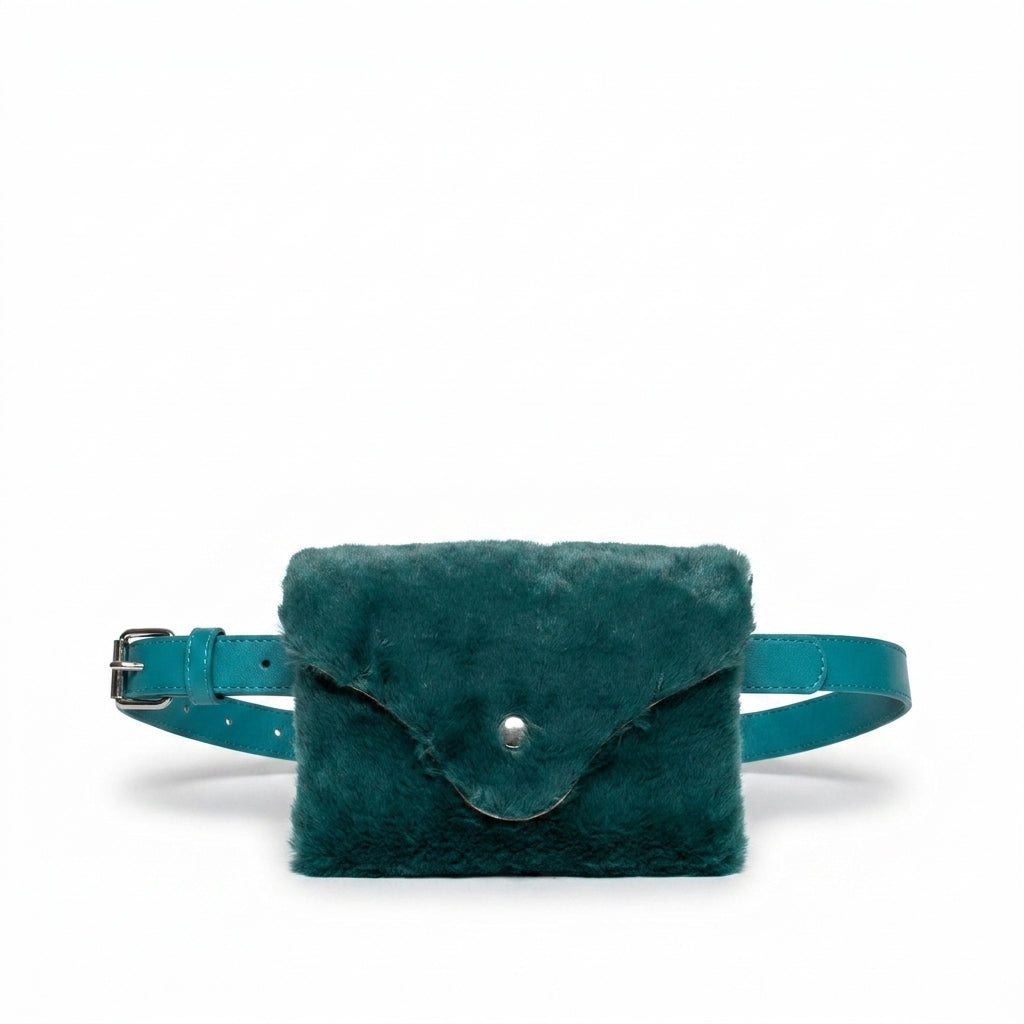 Evie Faux Fur Belt Purse - Jade_wb