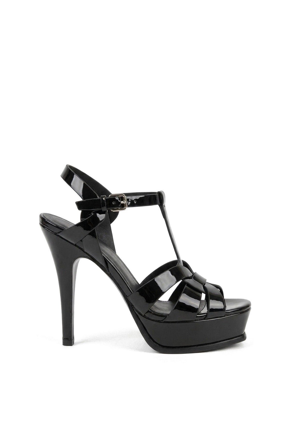 Francesca Platform T Bar Sandal High Heels - Black