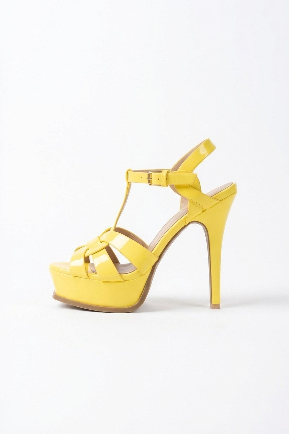 Francesca Platform T Bar Sandal High Heels - Yellow
