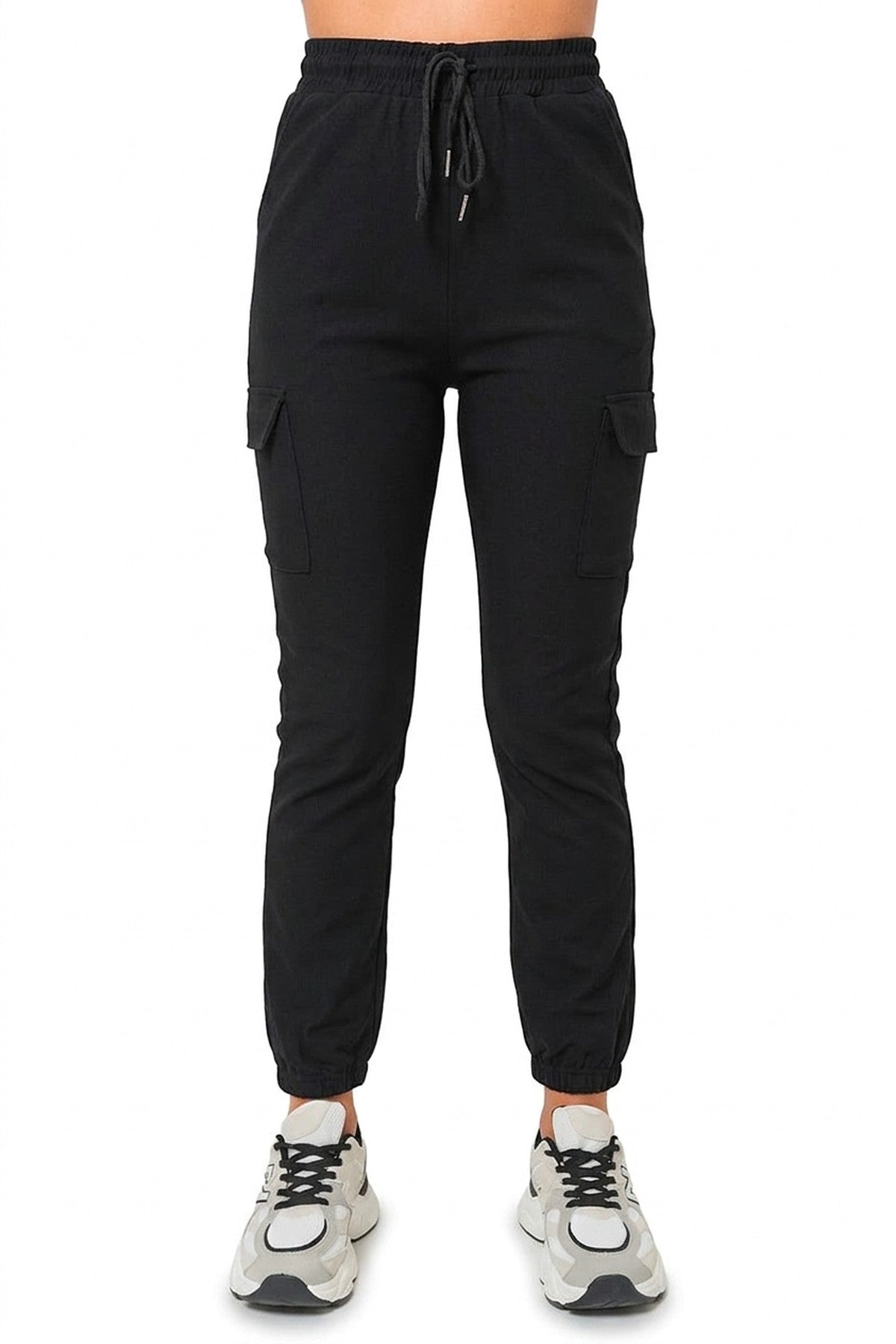 Frankie Cargo Pocket Trouser With Drawstring - Black_wb