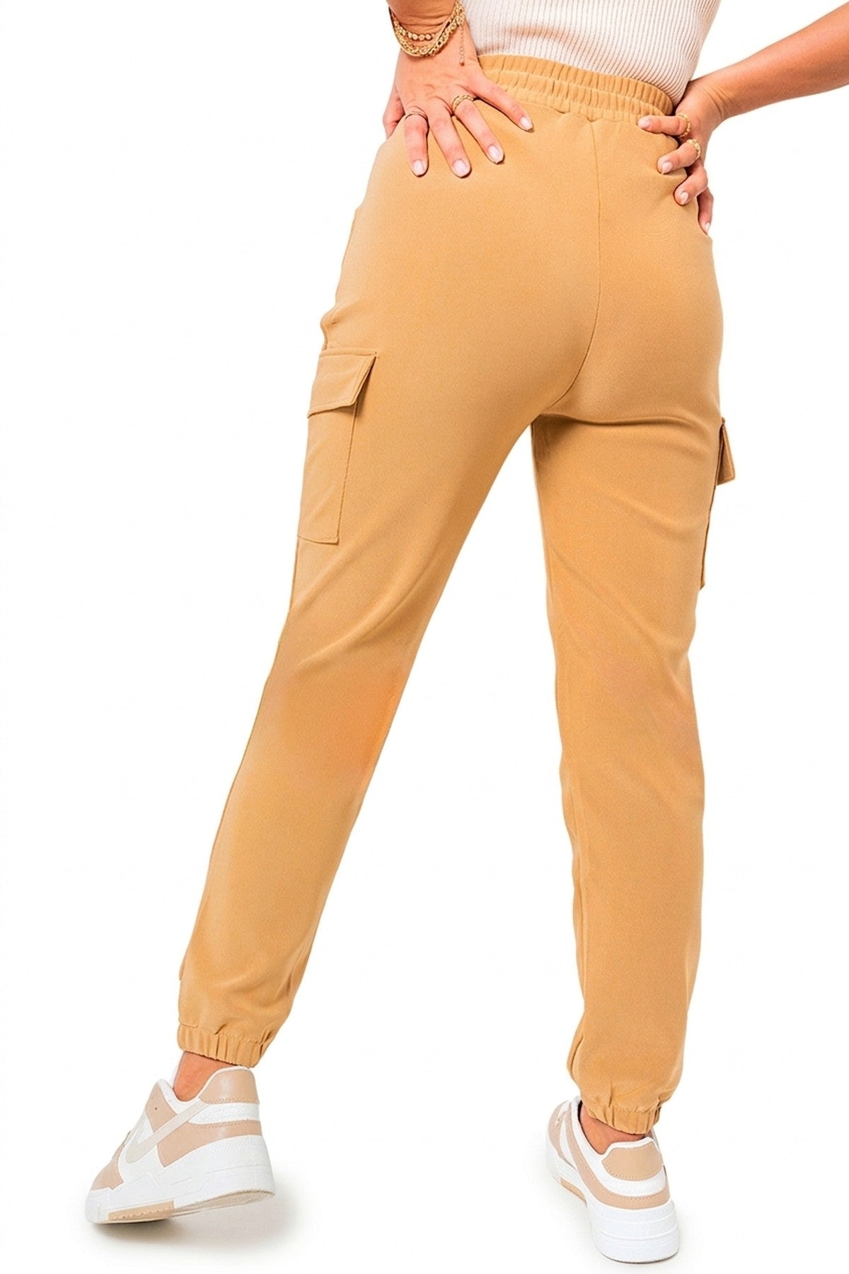 Frankie Cargo Pocket Trouser With Drawstring - Camel_wb