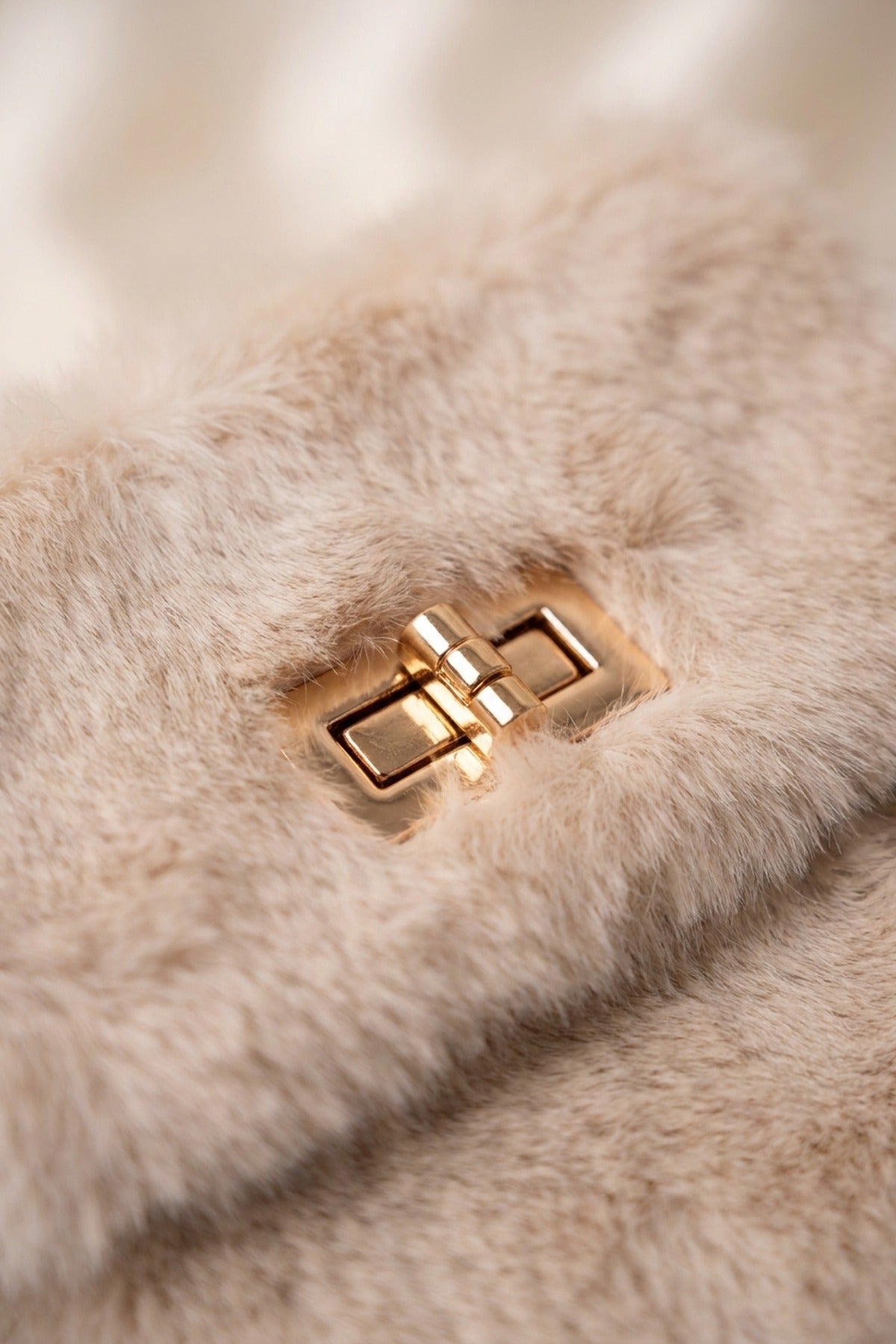 Rocio Faux Fur Mini Phone Bag - Beige