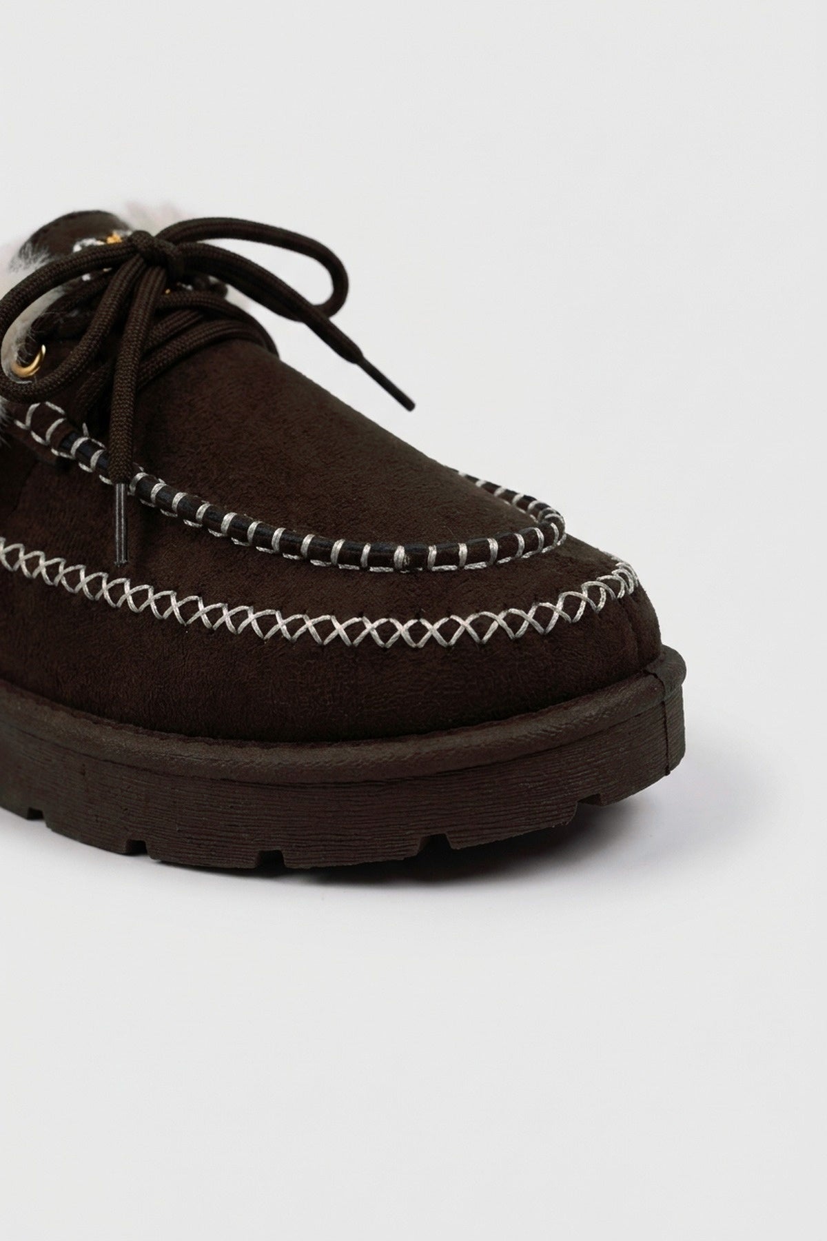 Aine Faux Suede Faux Fur Mules - Brown