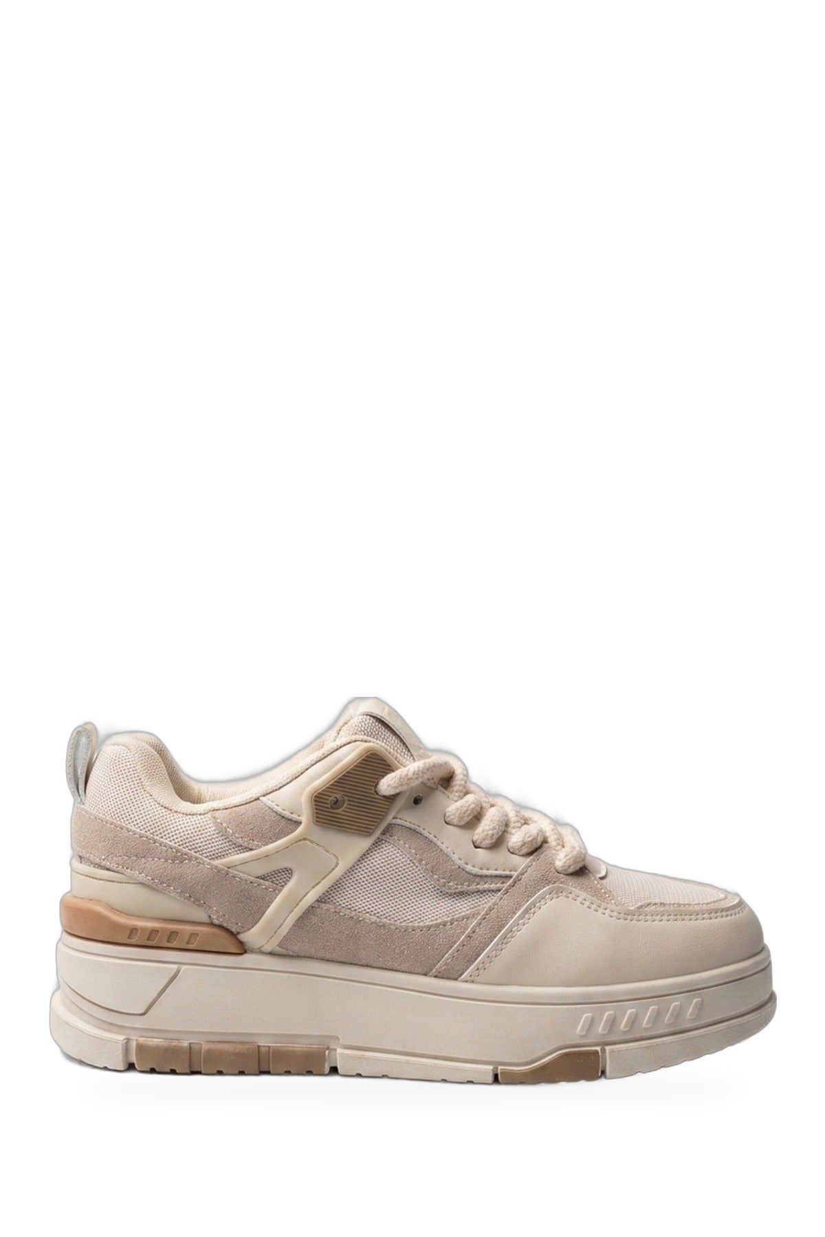 Genevieve Monochrome Chunky Sole Trainers - Beige