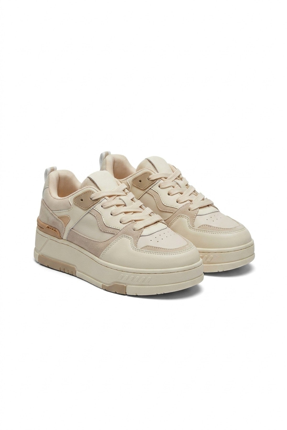 Genevieve Monochrome Chunky Sole Trainers - Beige_wb