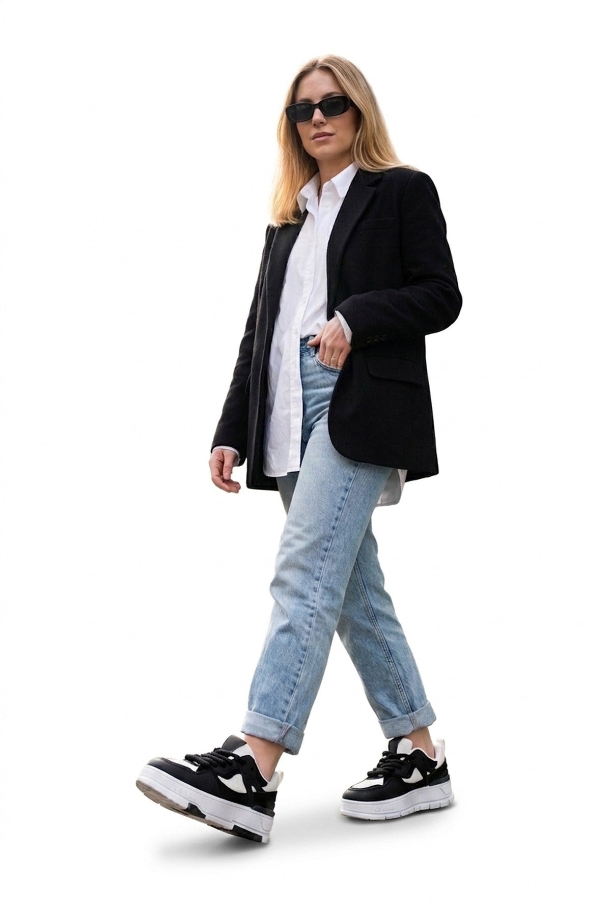 Genevieve Monochrome Chunky Sole Trainers - Black_wb