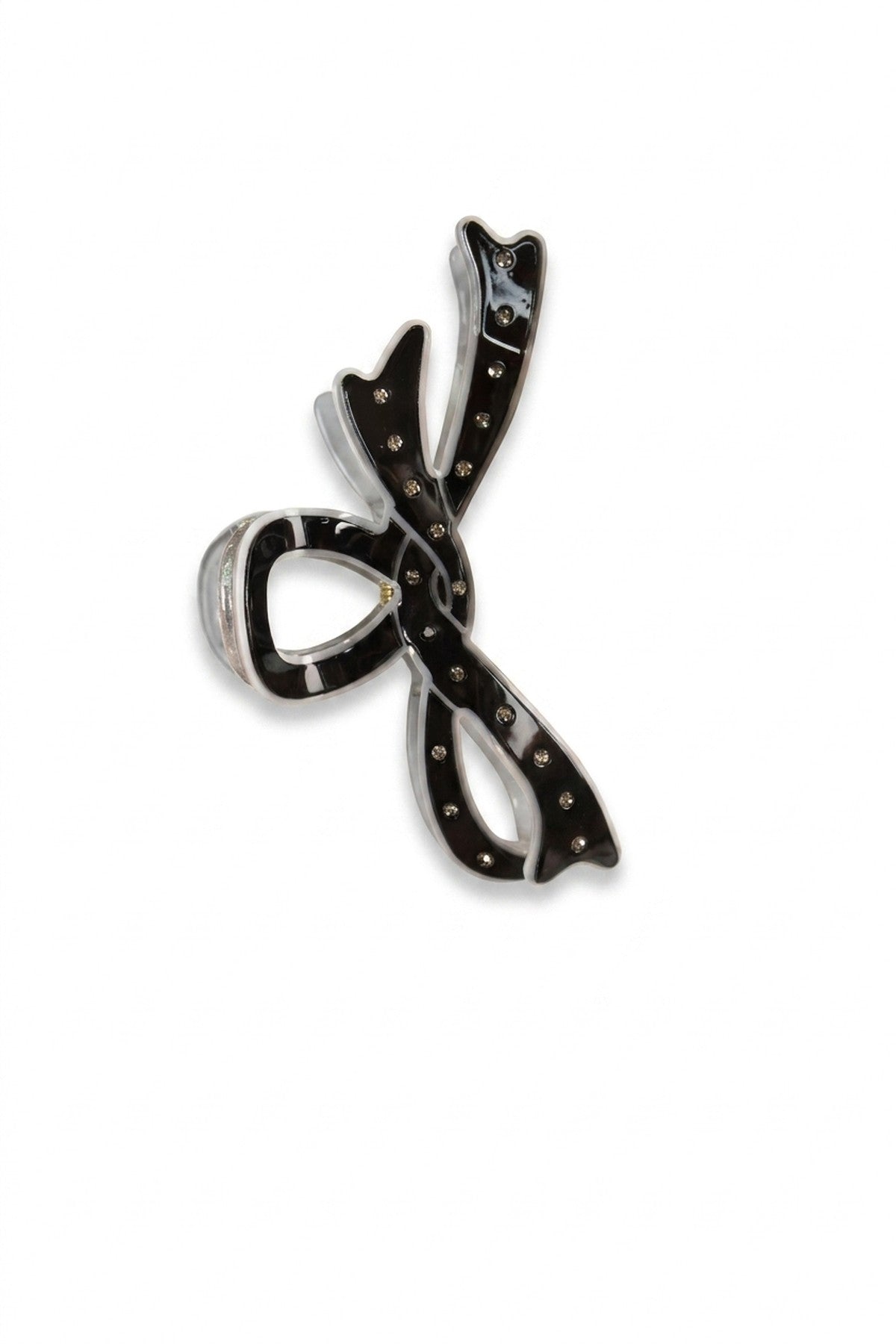 Delya Glossy Hair Claw Clip With Diamanté Stud Detail - Black_wb