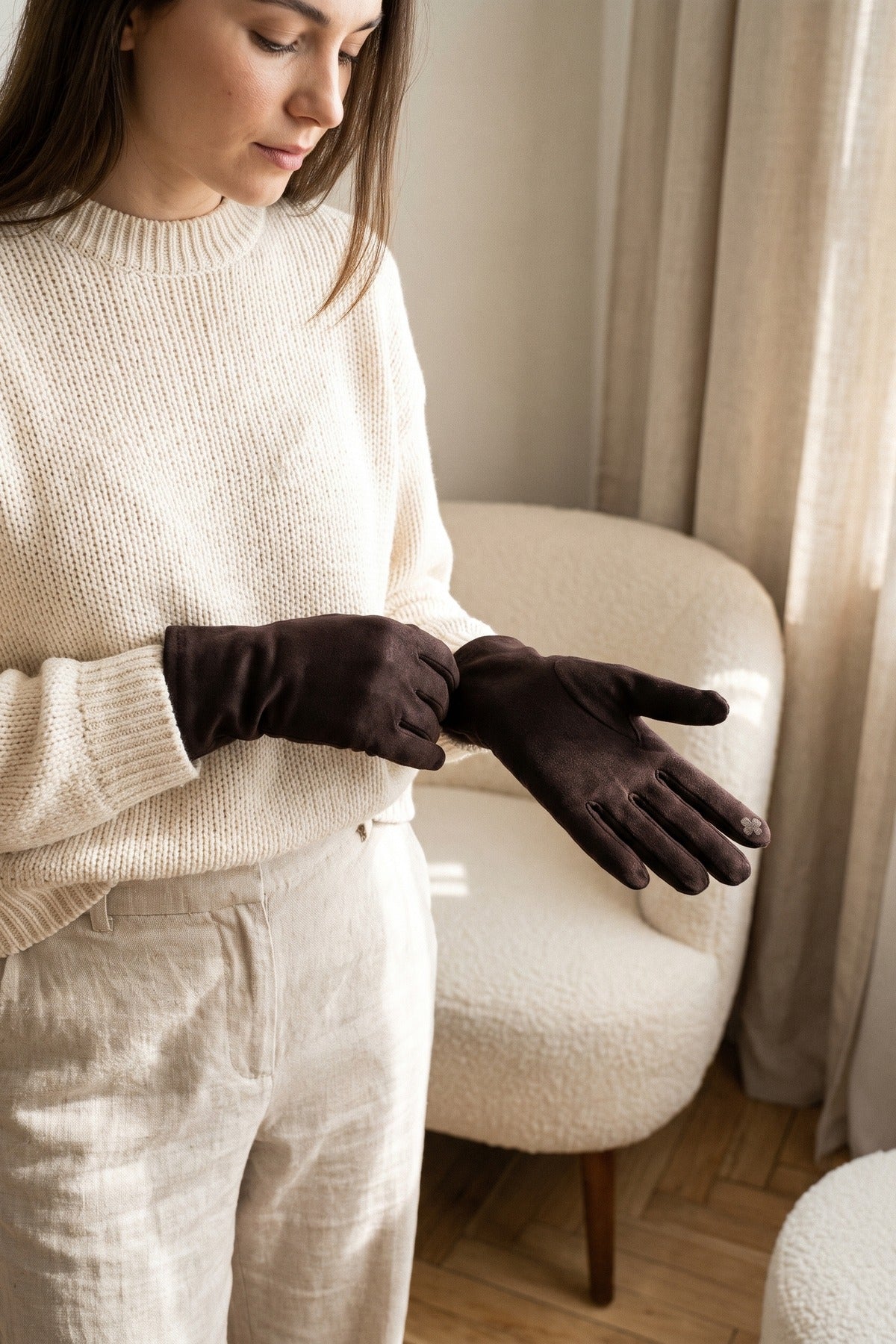 Vittoria Plain Touch Screen Gloves - Brown