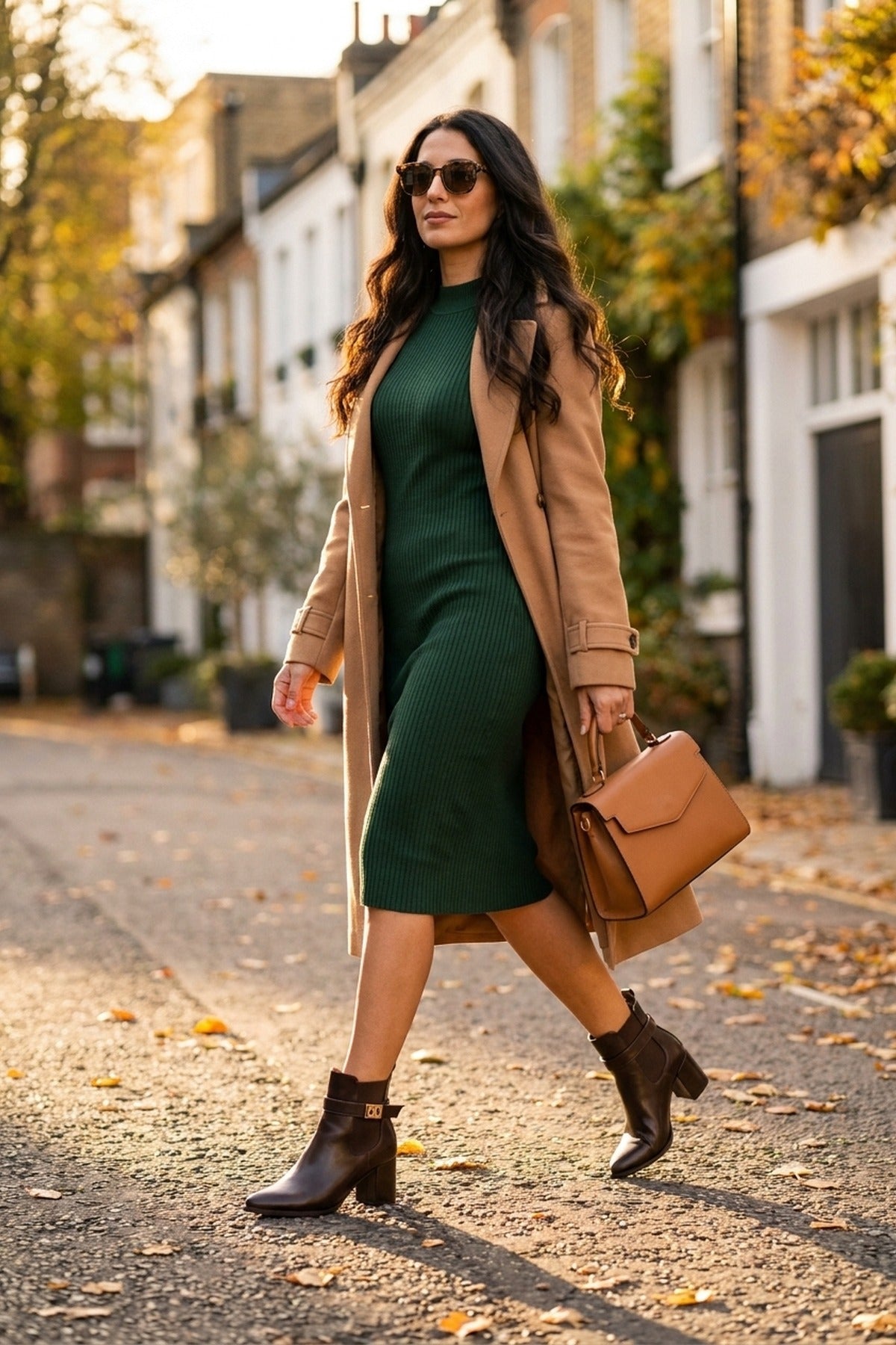 Genevieve Pointed Toe Block Heel Boots - Brown
