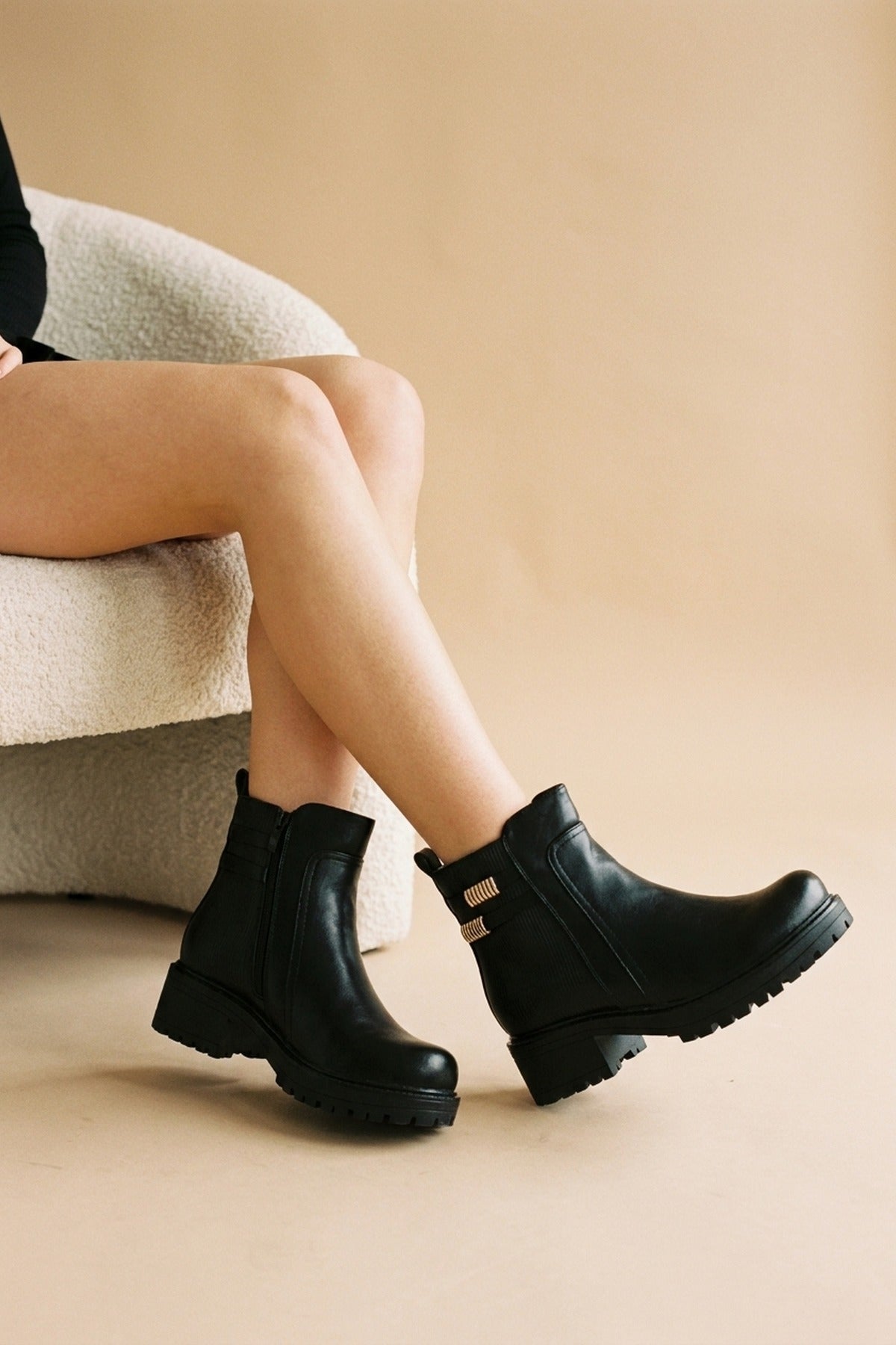 Clodagh Chunky Sole Ankle Boots - Black