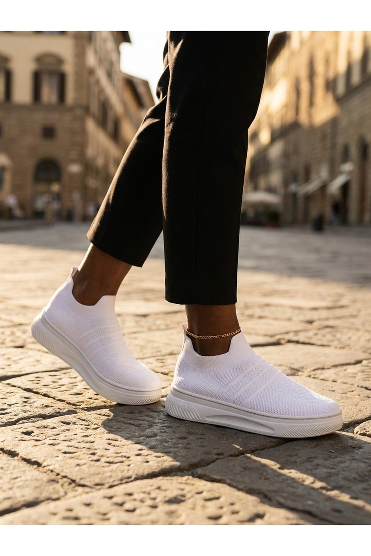 Grace Knit Slip On Trainers - White