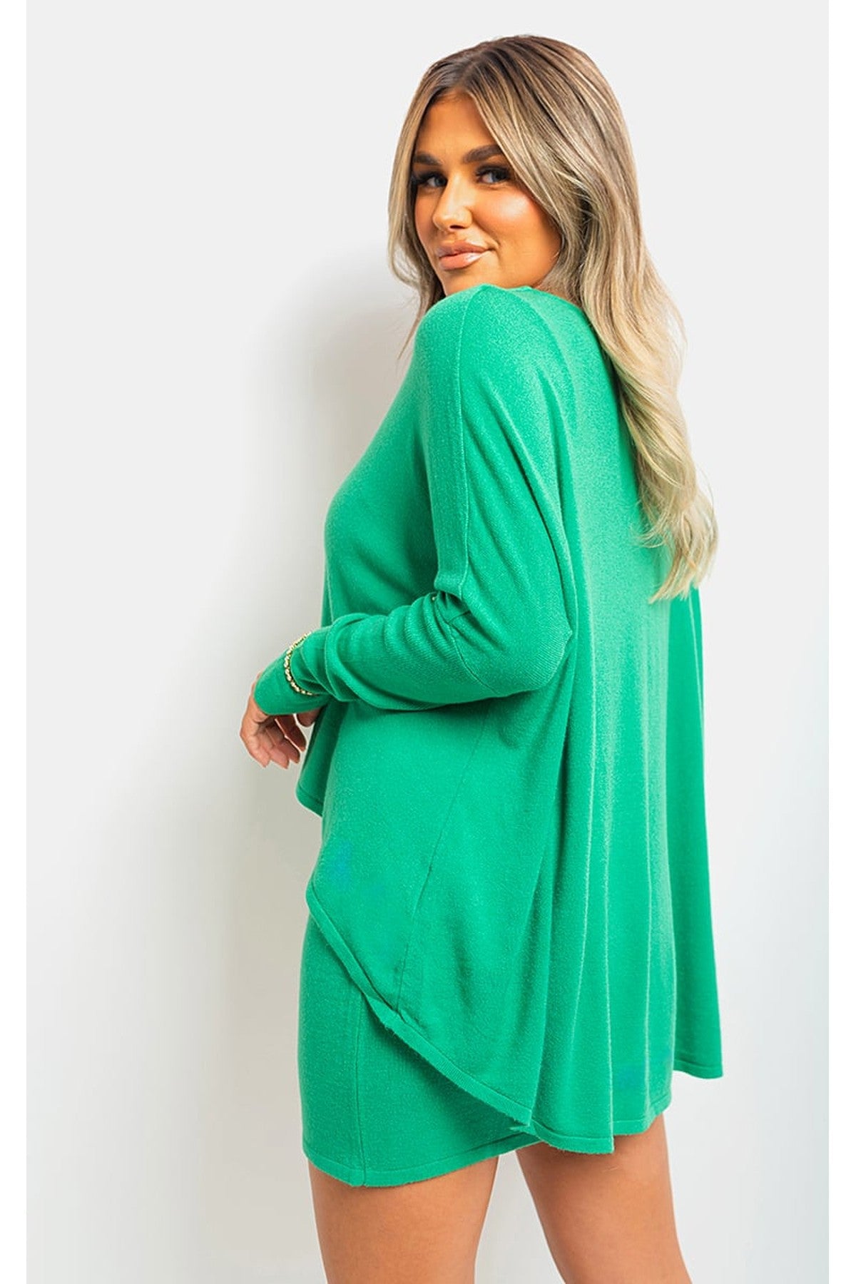 Joanna Oversized Long Sleeve Asymmetric Mini Dress - Green