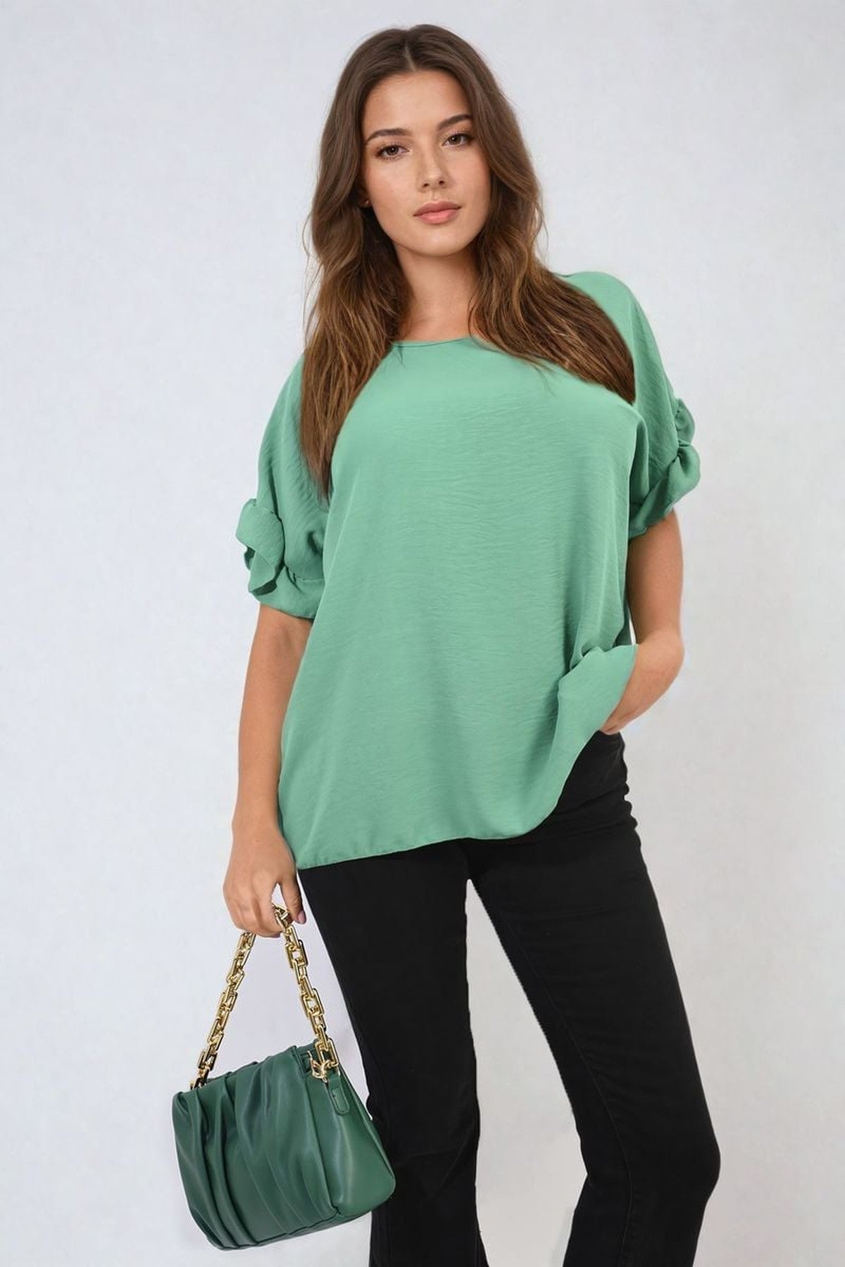 Alexandra Frill Sleeve Top - Green