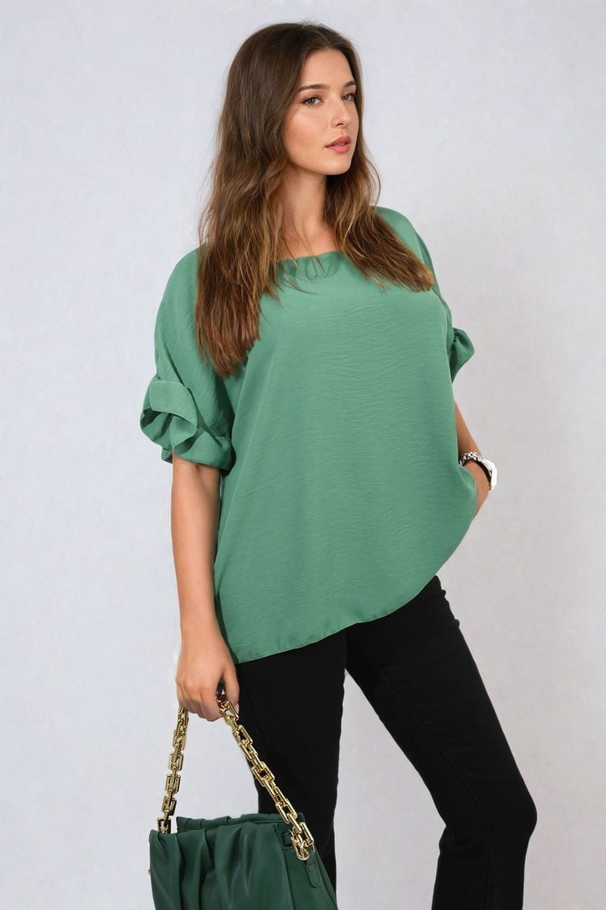 Alexandra Frill Sleeve Top - Green