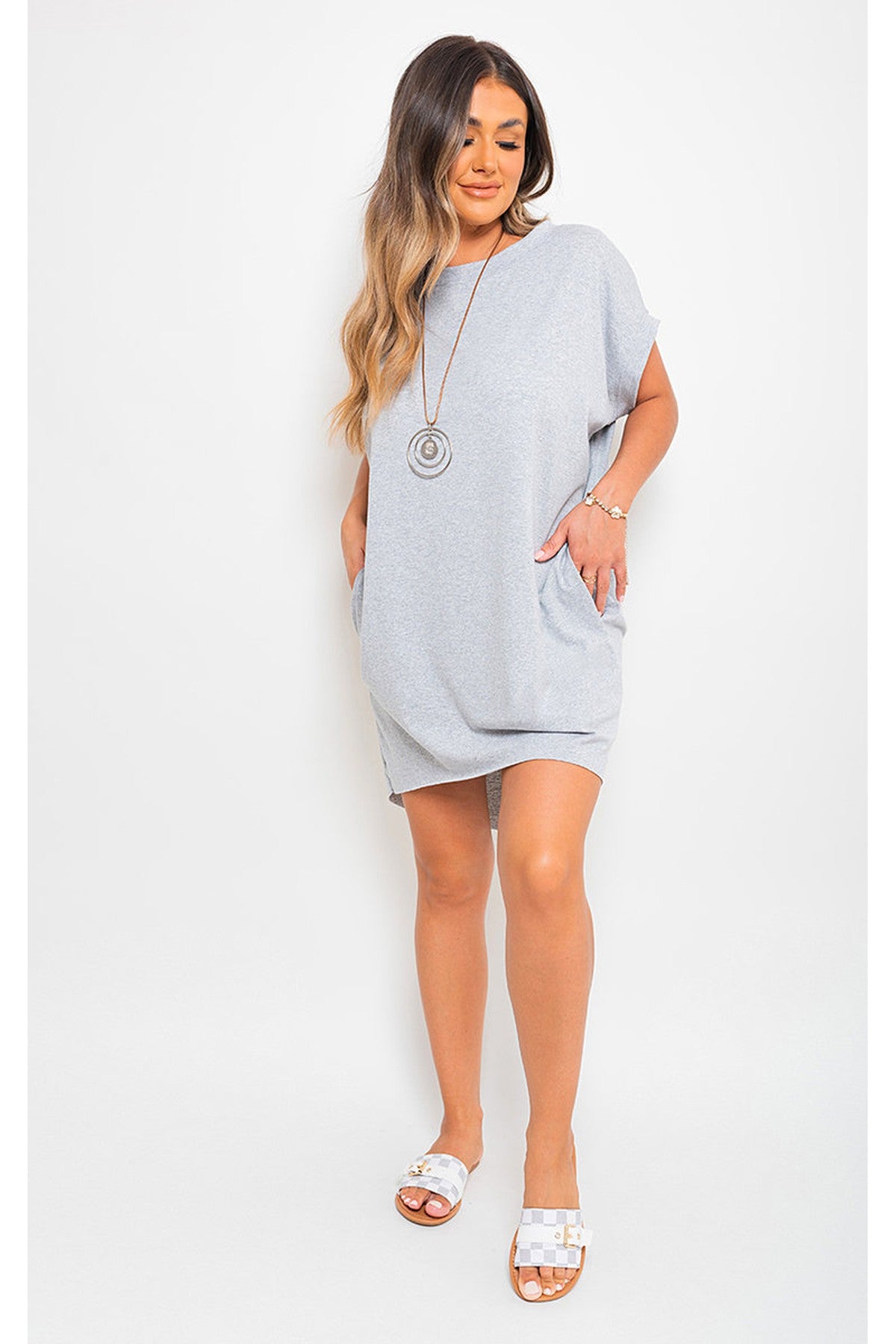 Esme Short Sleeve With Front Pockets Top - Grey