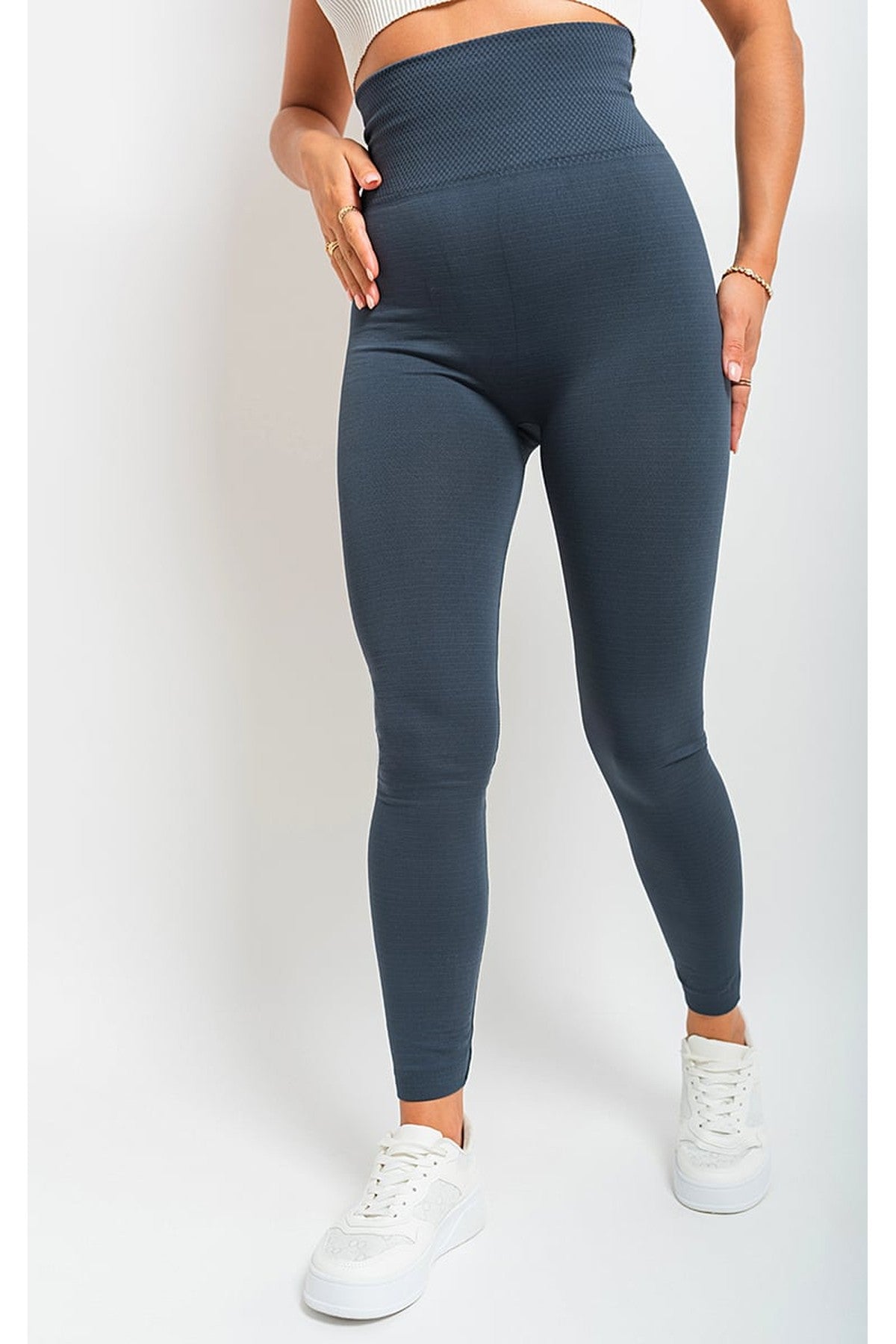 Elaine High Waist Tummy Compression Slimming Leggings - Grey