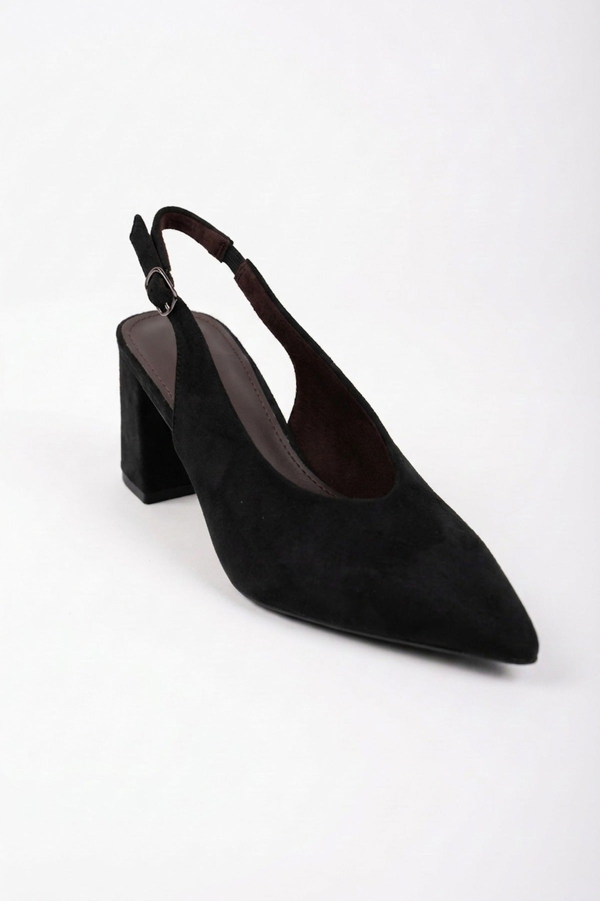 Saoirse Faux Suede Pointed Toe Heels - Black