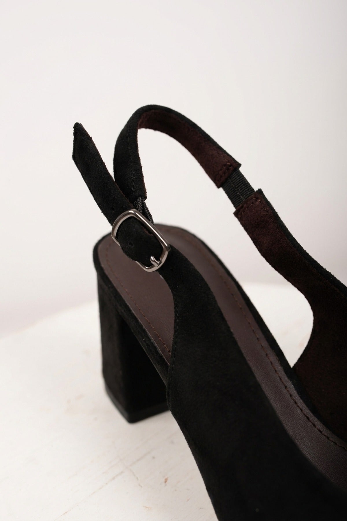 Saoirse Faux Suede Pointed Toe Heels - Black