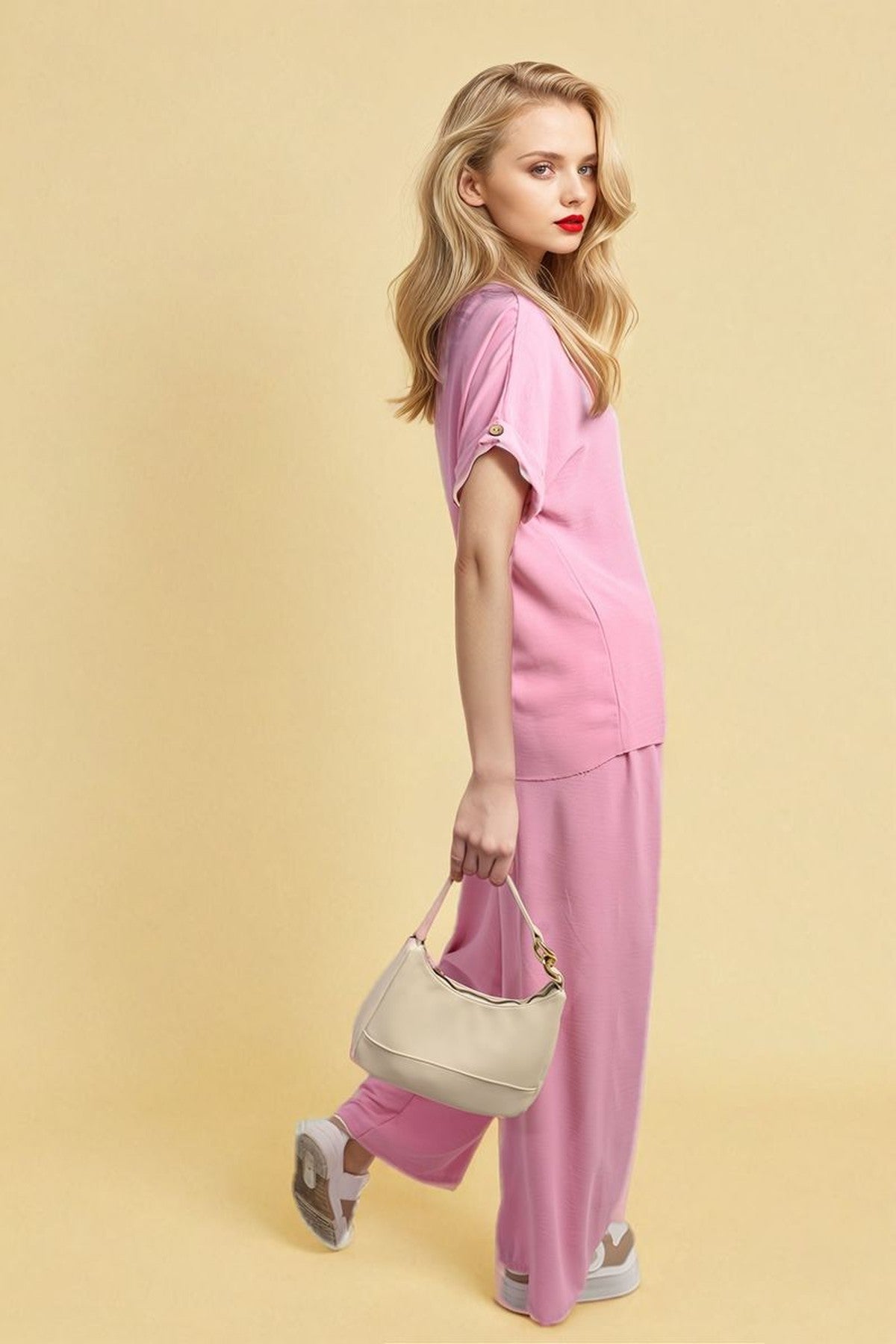 Hailey Oversized Top And Wide Leg Trousers Co-ord Set - Pink