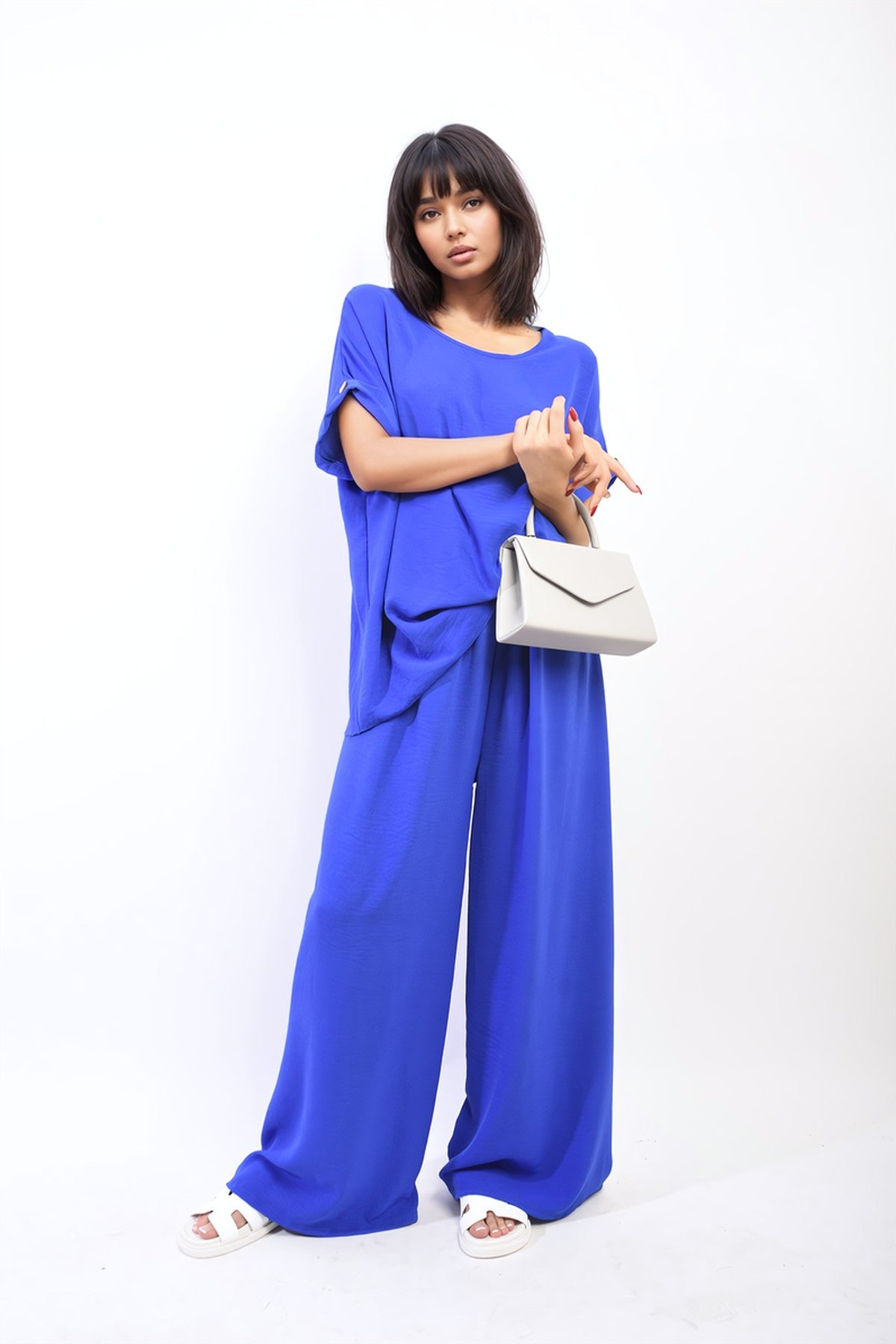 Hailey Oversized Top And Wide Leg Trousers Co-ord Set - Royal