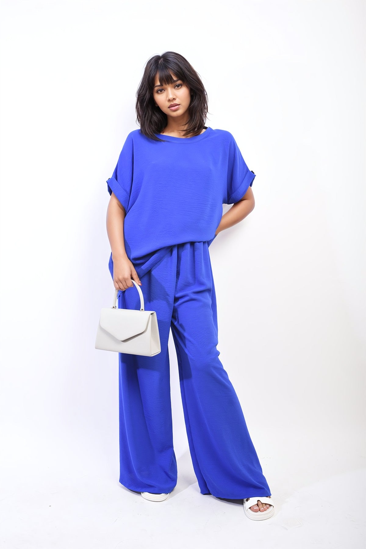 Hailey Oversized Top And Wide Leg Trousers Co-ord Set - Royal