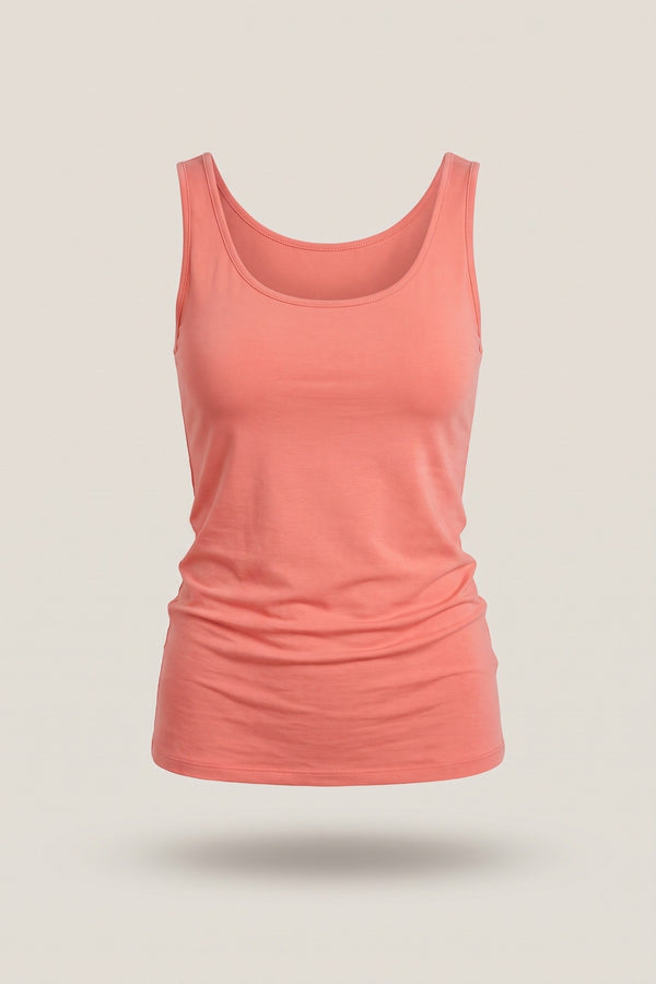 Hallie Scoop Neck Tank Top - Coral
