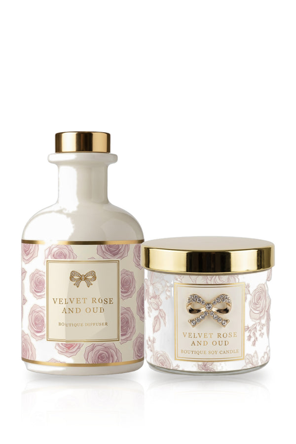 Hearts Designs Reed Diffuser & Candle Gift Box - Together - Velvet Rose & Oud