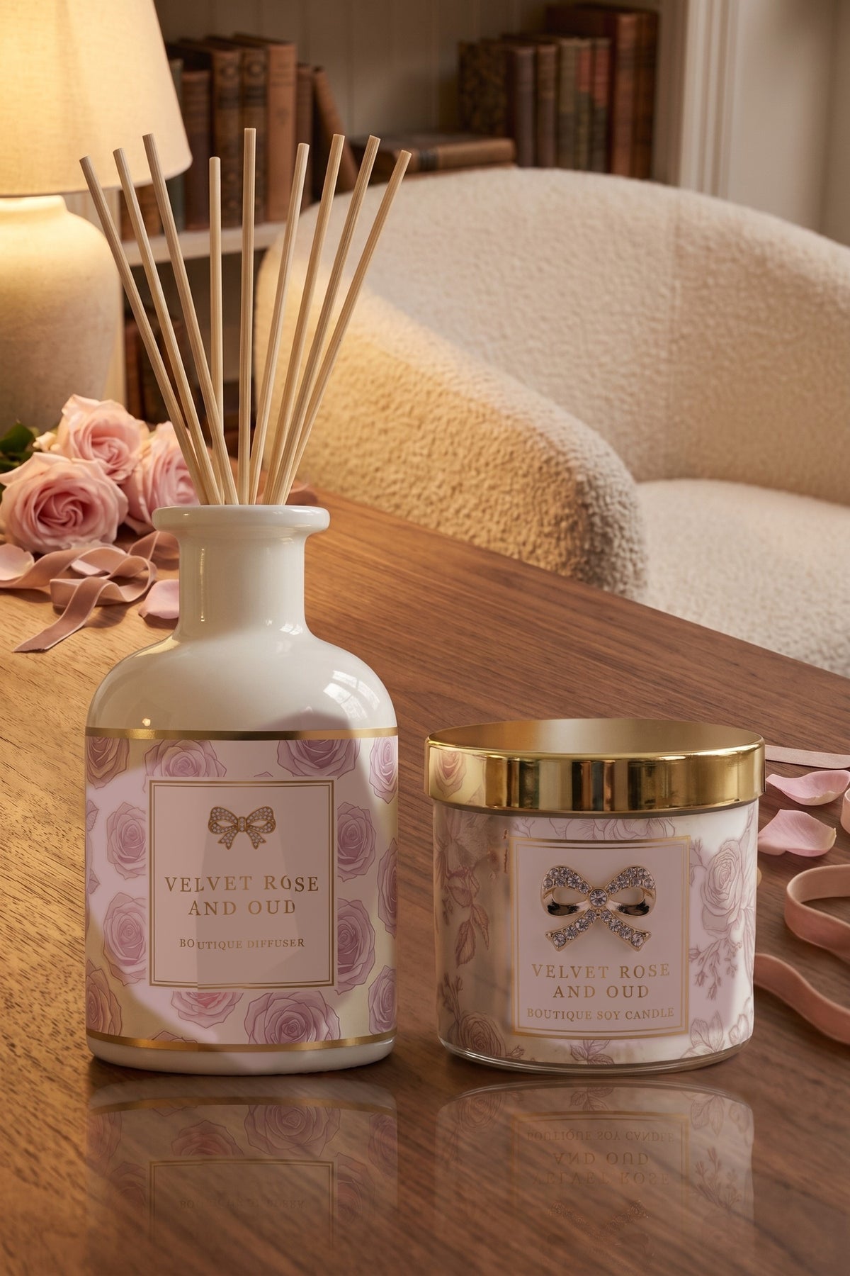 Hearts Designs Reed Diffuser & Candle Gift Box