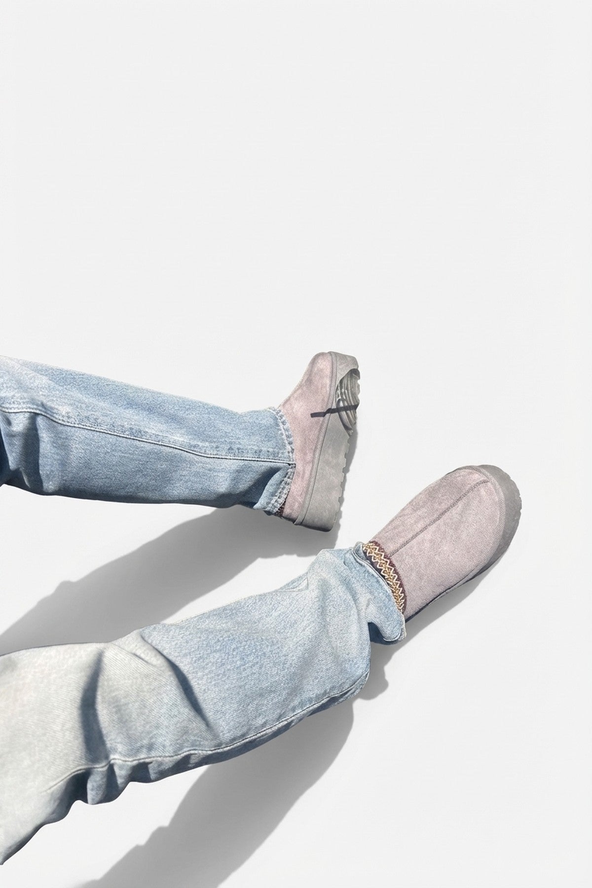 Jolene Aztec Detail Low Ankle Platform Slipper Boots - Grey