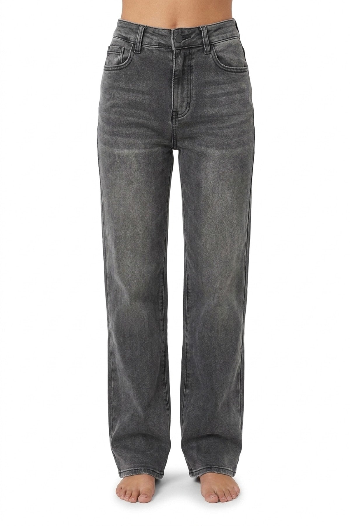 Chana Back Statement Distressed Straight Leg Jeans - Black_wb
