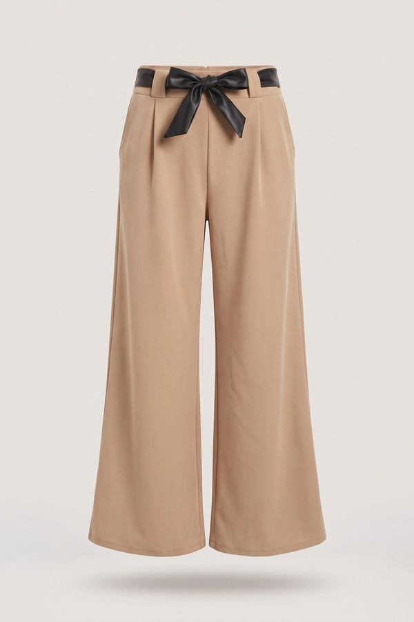 Mariana Belted High Waist Wide Leg Trouser - Stone