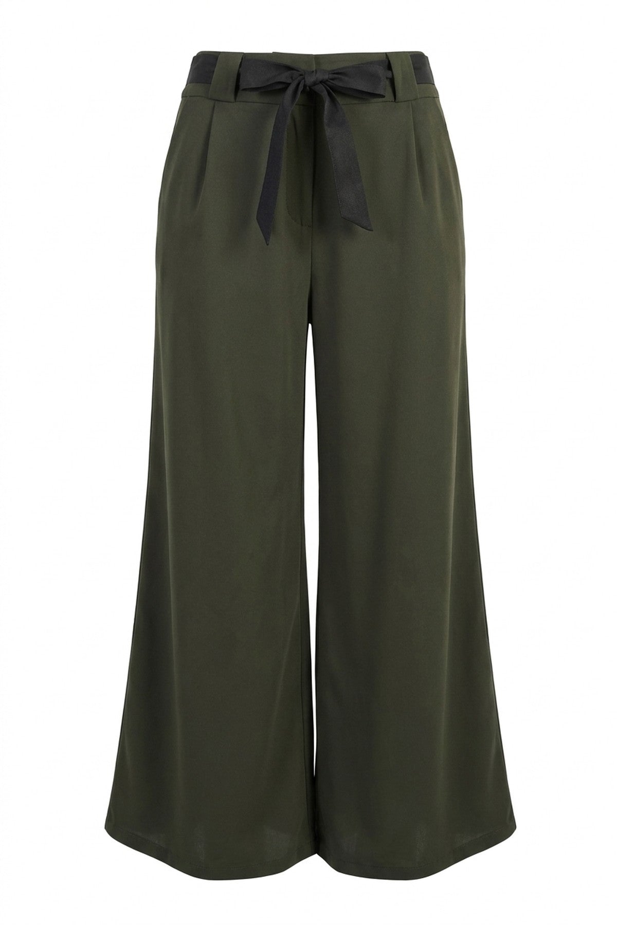 Mariana Belted High Waist Wide Leg Trouser - Khaki_wb
