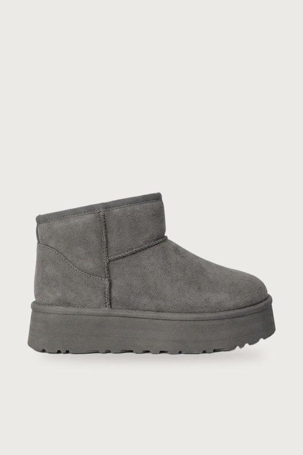 Jazlyn Faux Fur Lined Ankle Platform Mini Boots - Grey