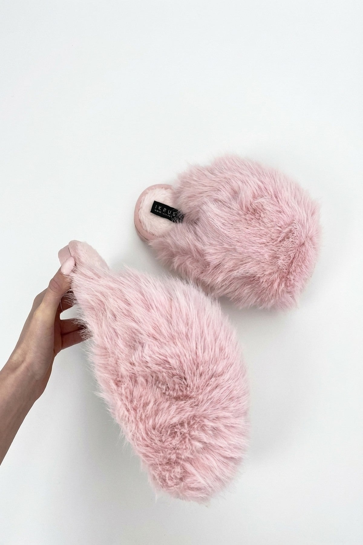 Nadia Fluffy Faux Fur Slippers - Pink