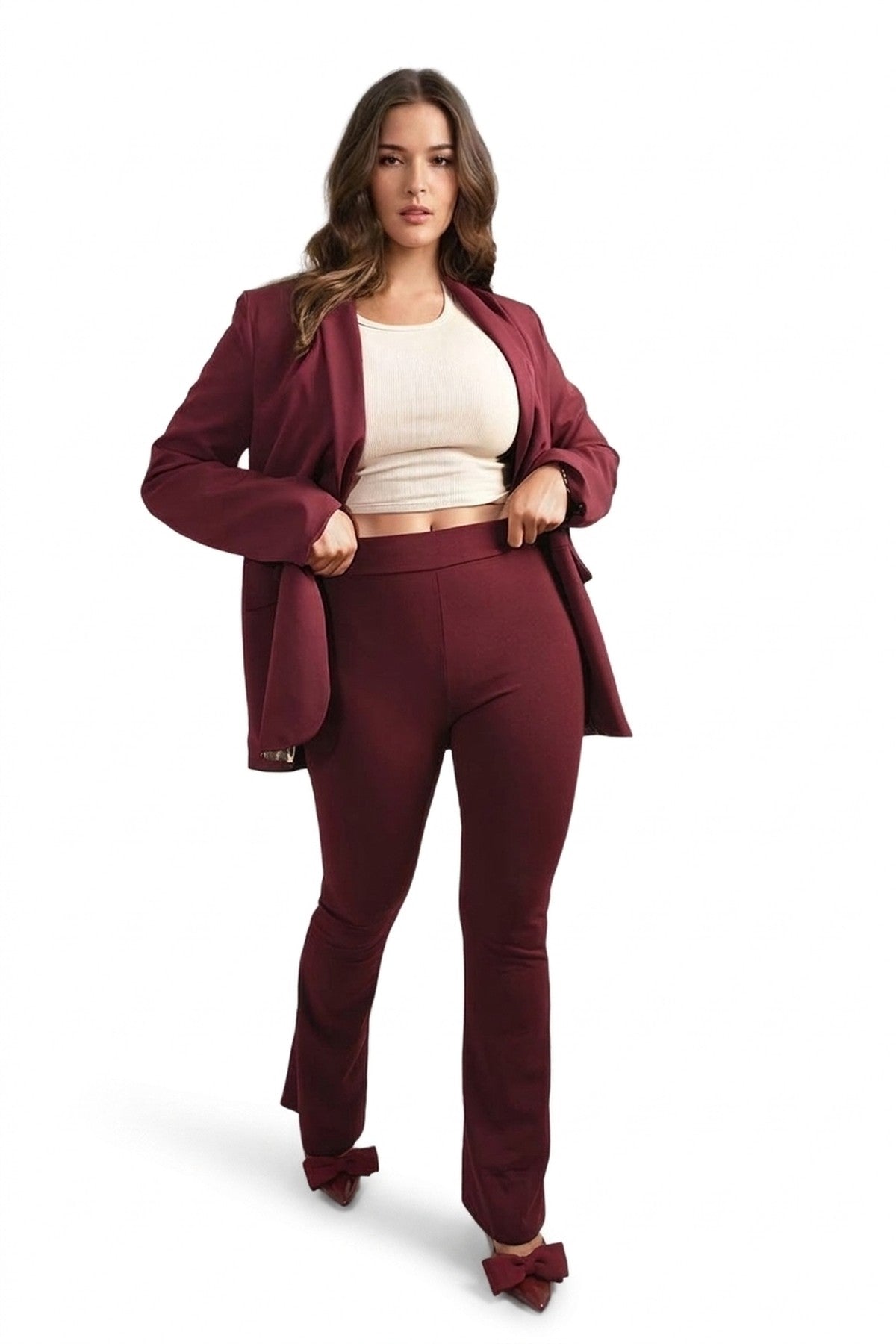 Jessica High Waisted Flare Leg Trouser - Wine_wb