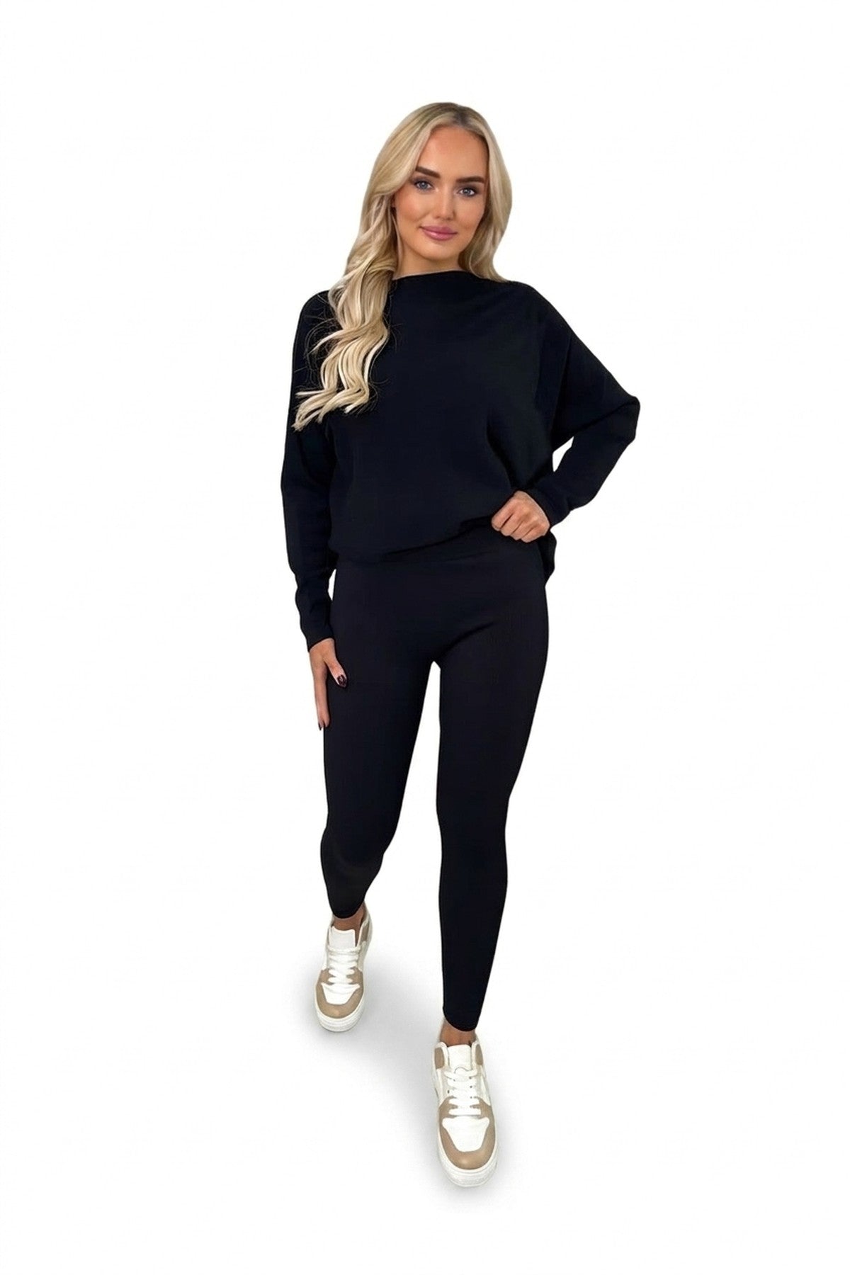 Gabriela High Waisted Rib Curvy Leggings - Black_wb