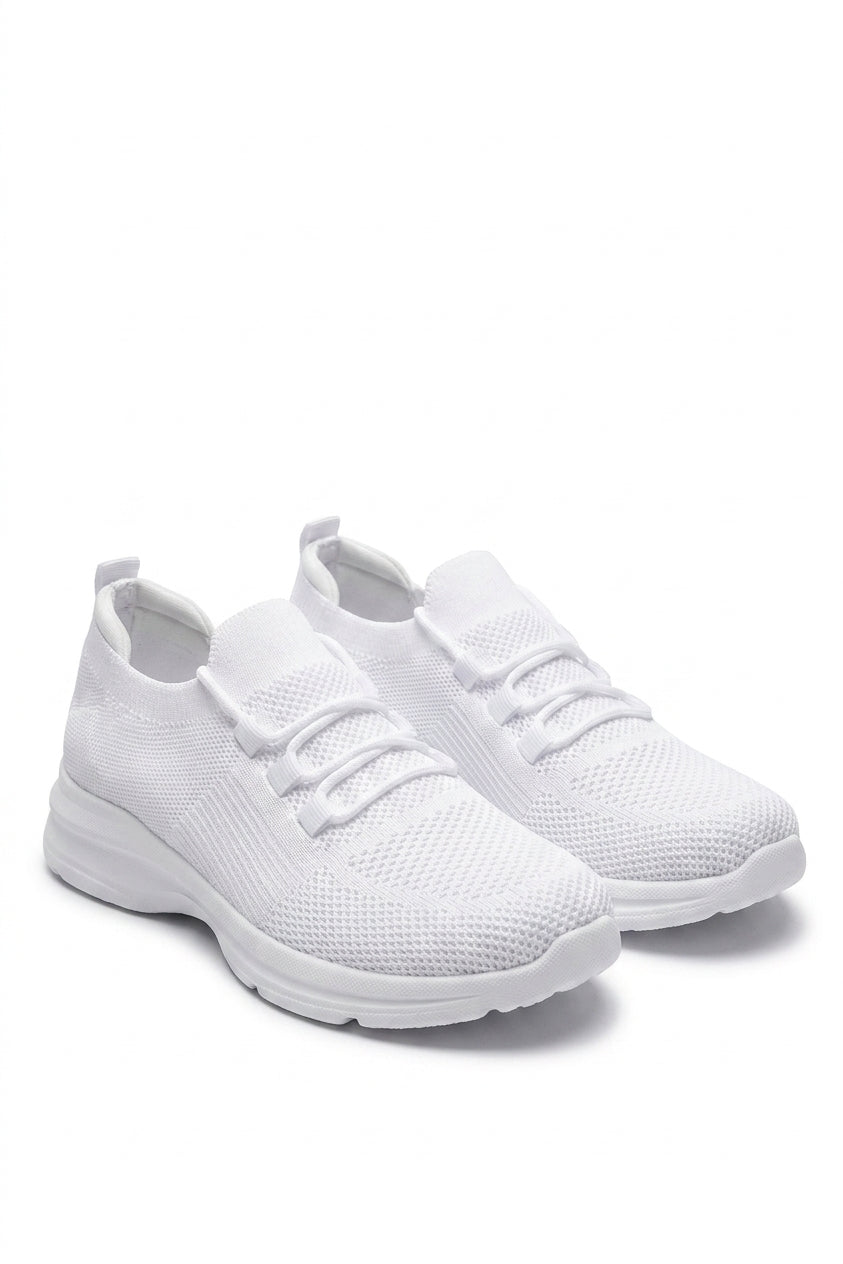 Ziva Knit Sock Lace-up Lightweight Trainers - White