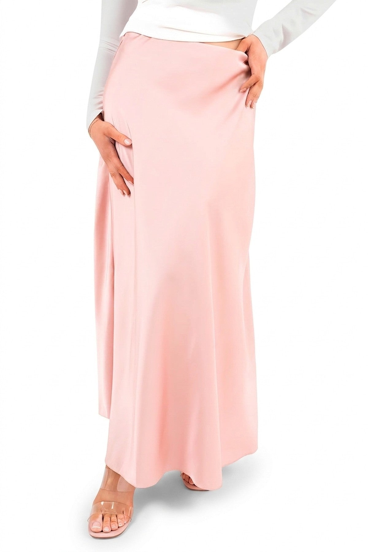 Estella Lightweight High Waisted Maxi Skirt - Baby Pnk_wb