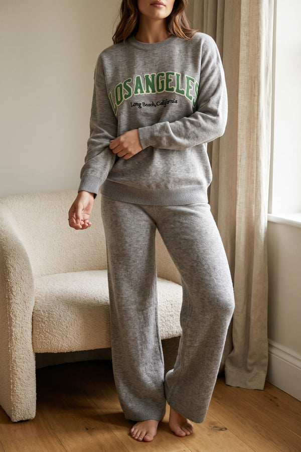 Dorothy Los Angeles Graphic Long Sleeve Knitted Jumper - Grey