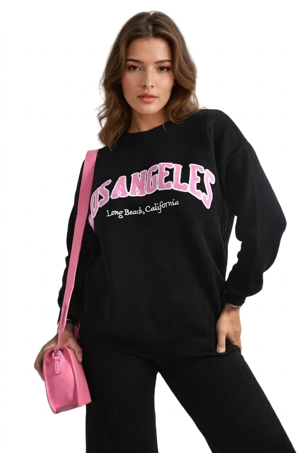 Dorothy Los Angeles Graphic Long Sleeve Knitted Jumper - Black