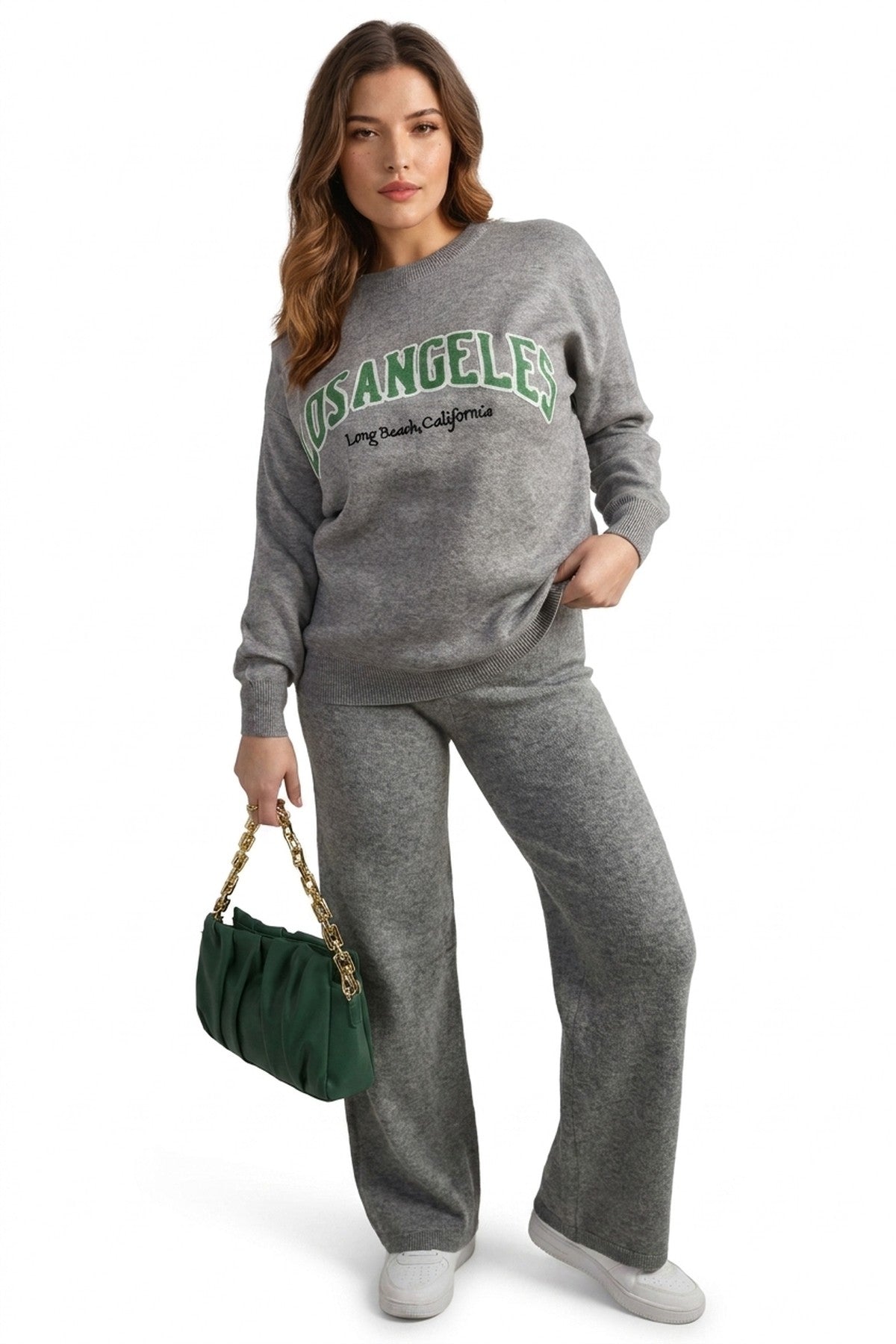 Dorothy Los Angeles Graphic Long Sleeve Knitted Jumper - Grey