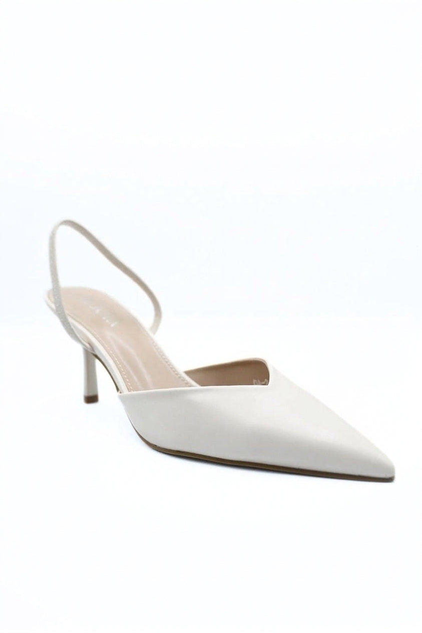 Ophelia Pointed Toe Slingback High Heels - Beige