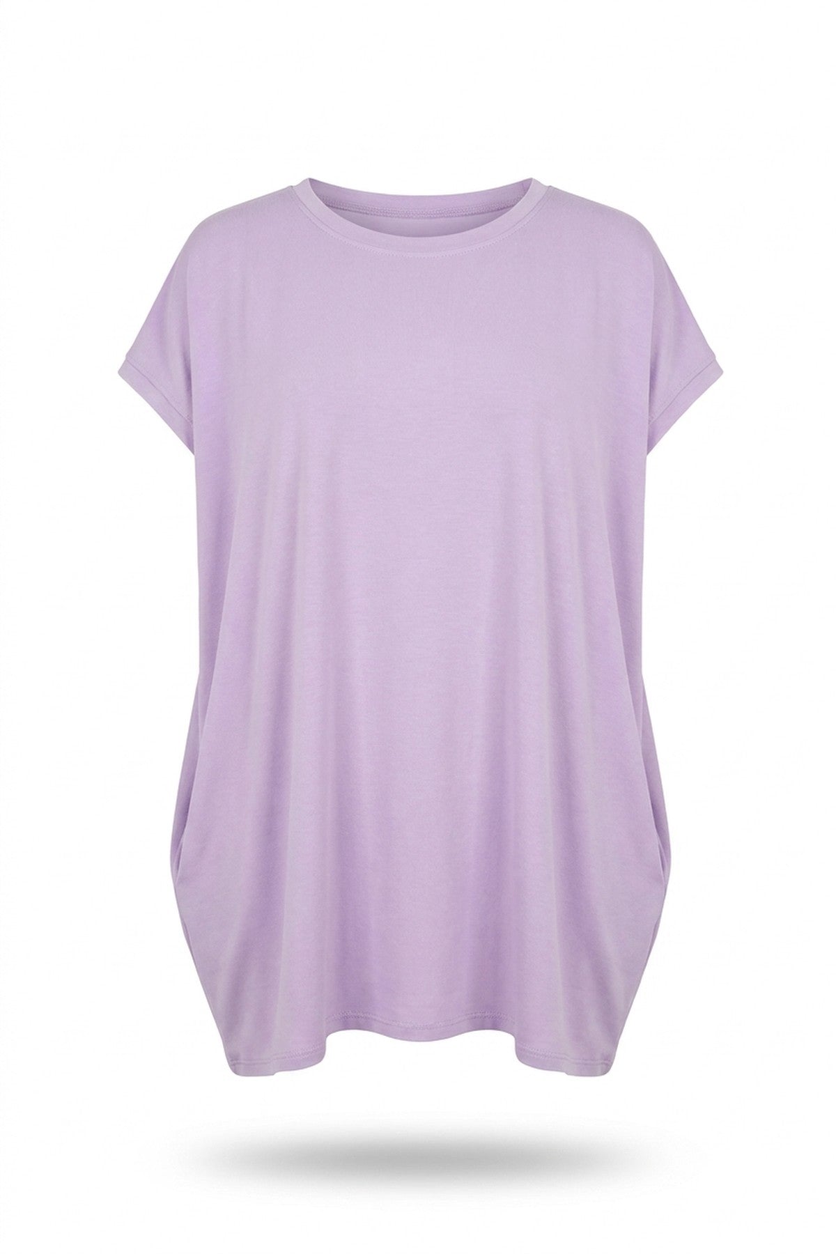 Naomi Round Neck With Side Pockets Oversized Top - Lilac_wb