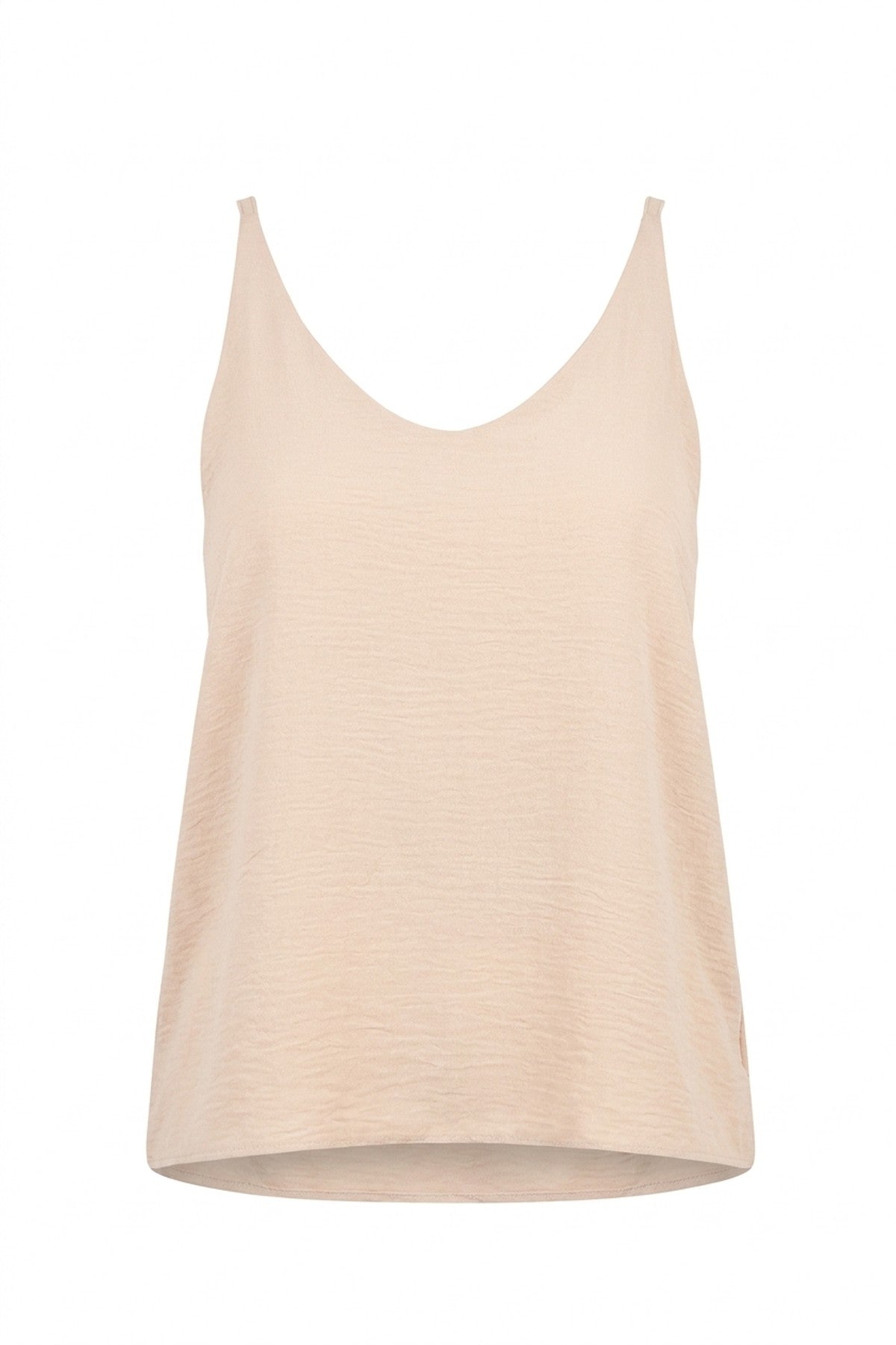 Vanya Sleeveless Scoop Neck Relaxed Fit Top - Beige_wb